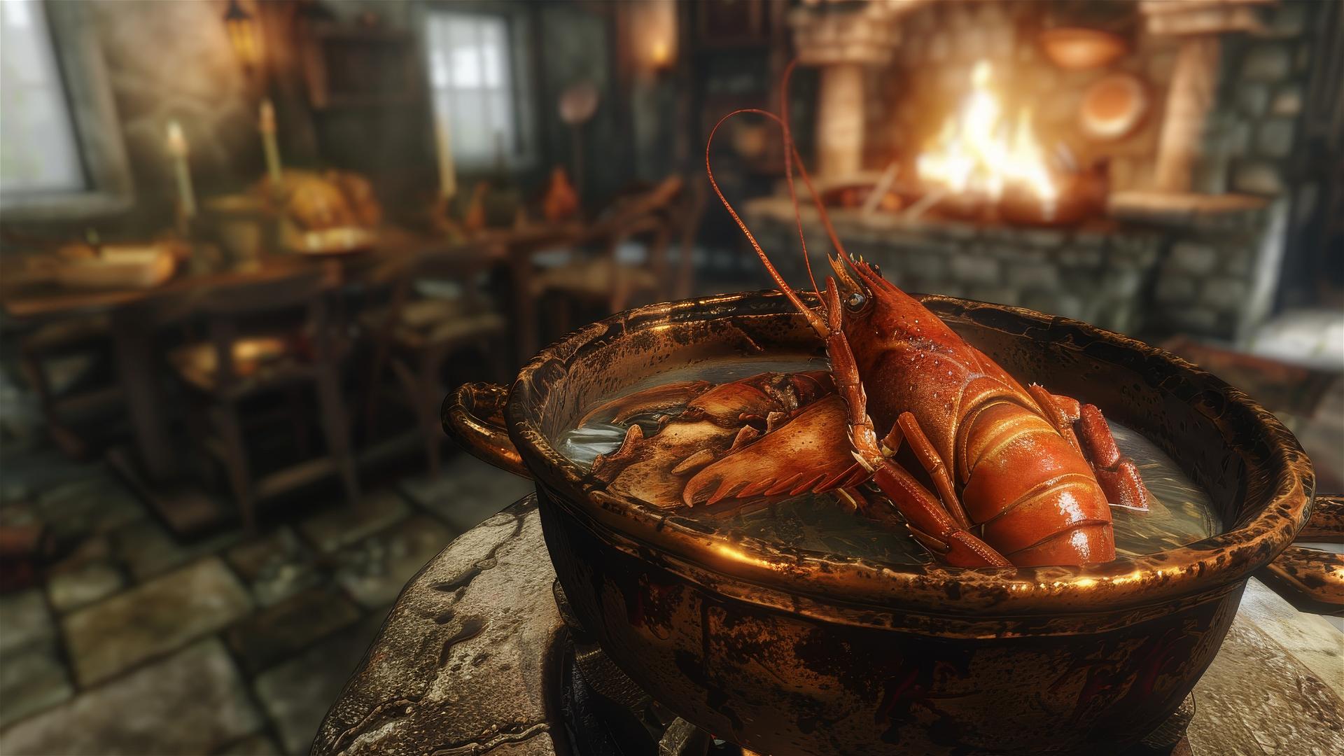 Screenshot of Skyrim gameplay featuring bouillabaisse.