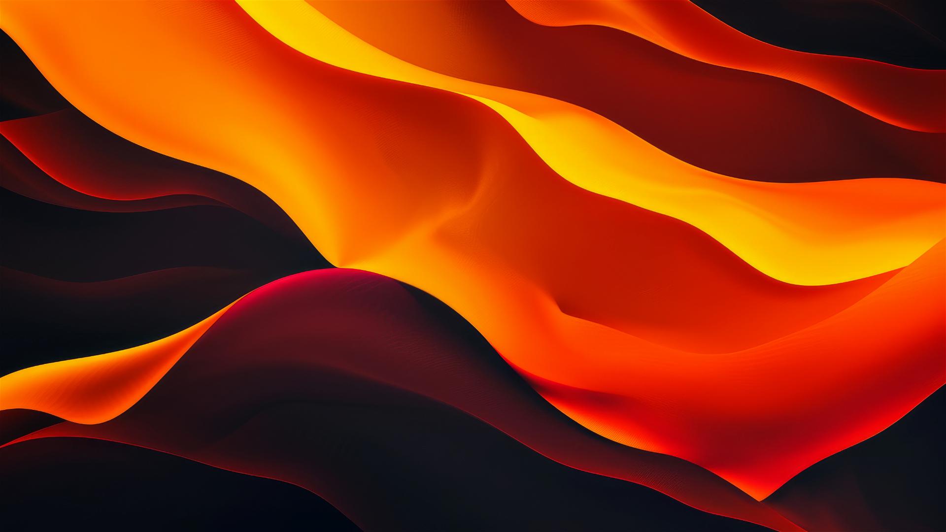 Dark tangerine flowing shapes on iPhone background