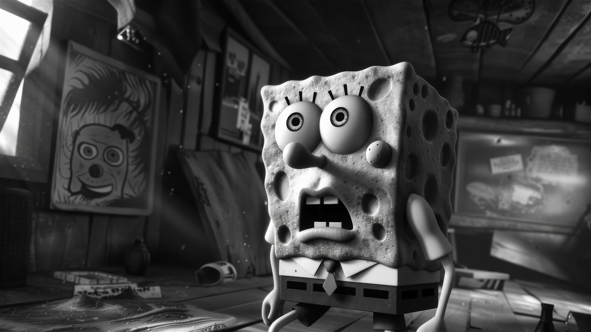 Spongebob in 1940s noir movie style