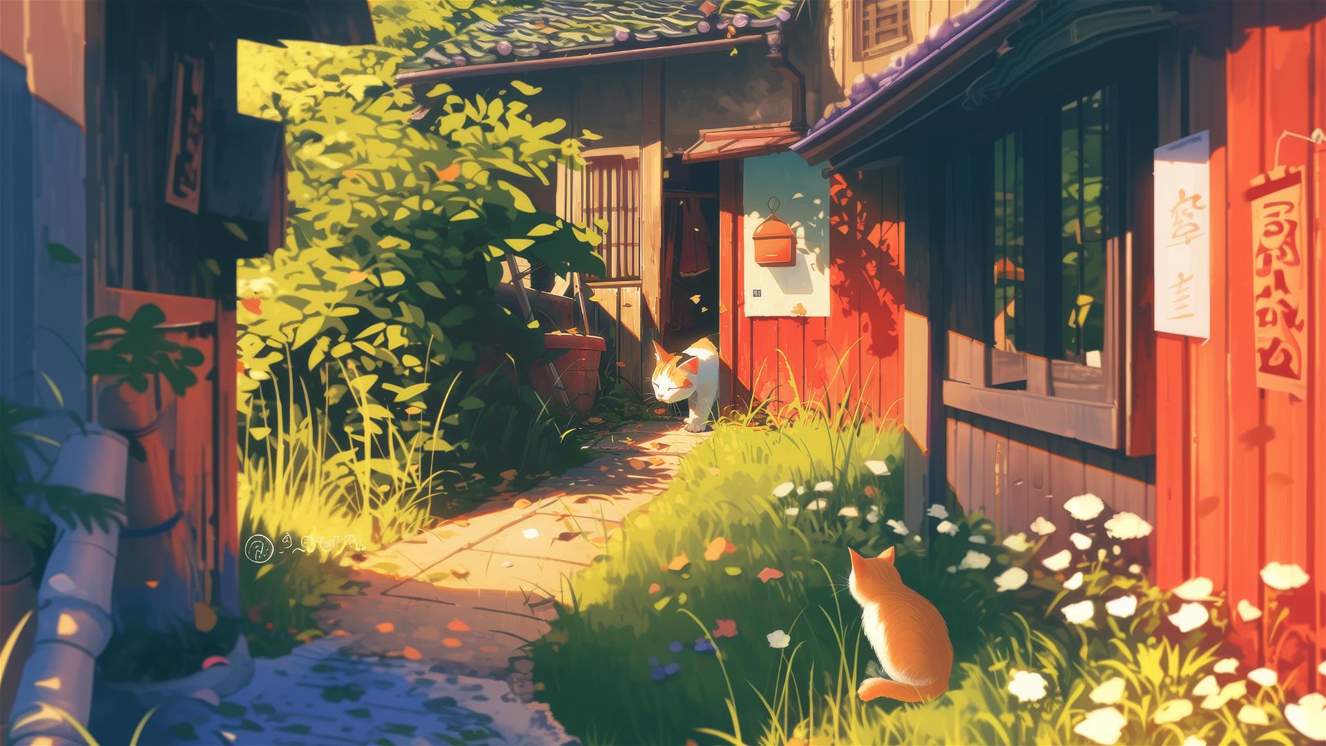 cute cat playing in yard