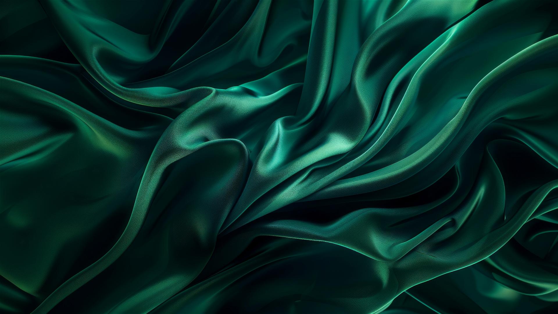Elegant dark jade flowing shapes on iPhone background