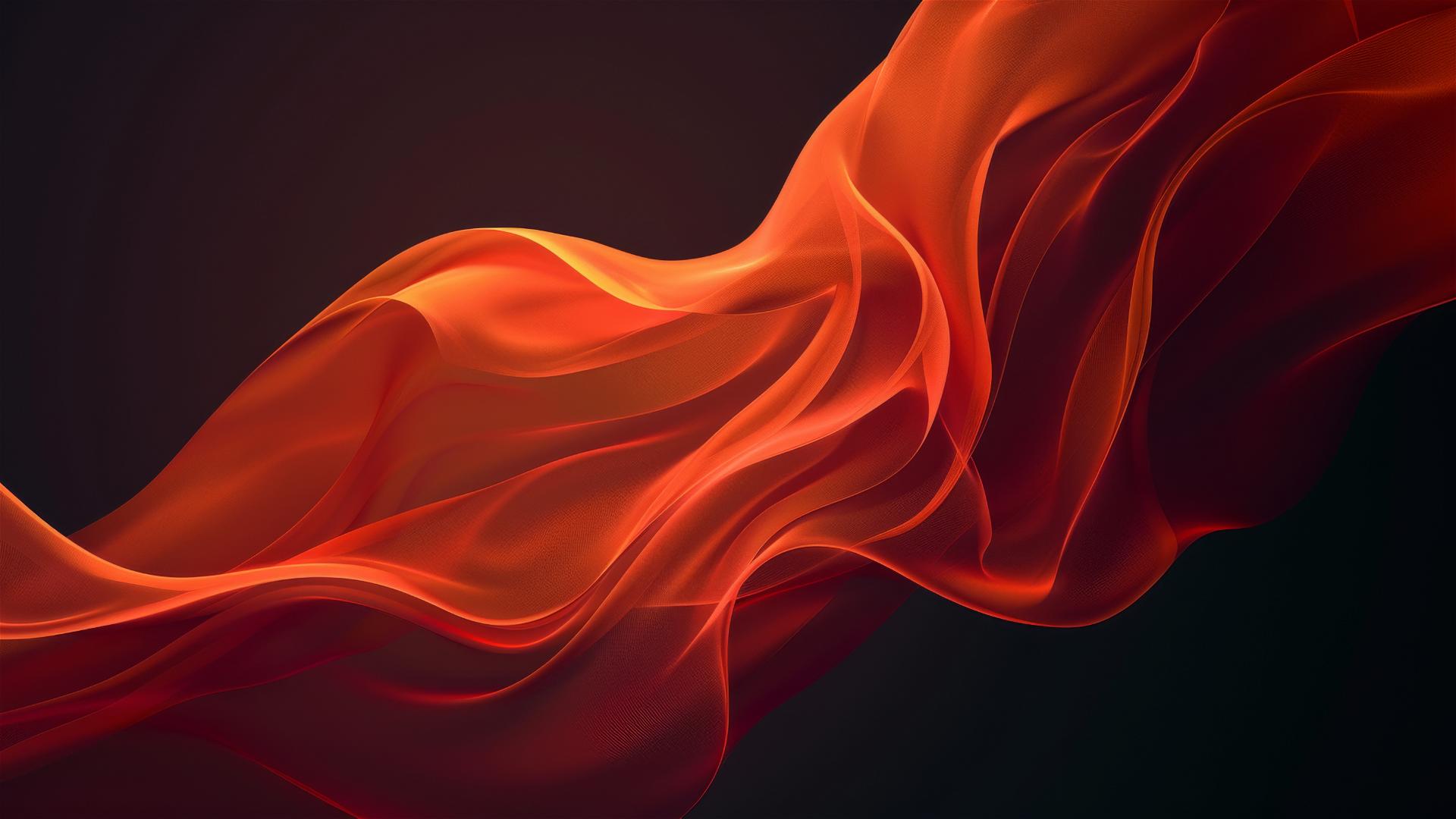 Dark tangerine flowing shapes in a minimalistic elegant style