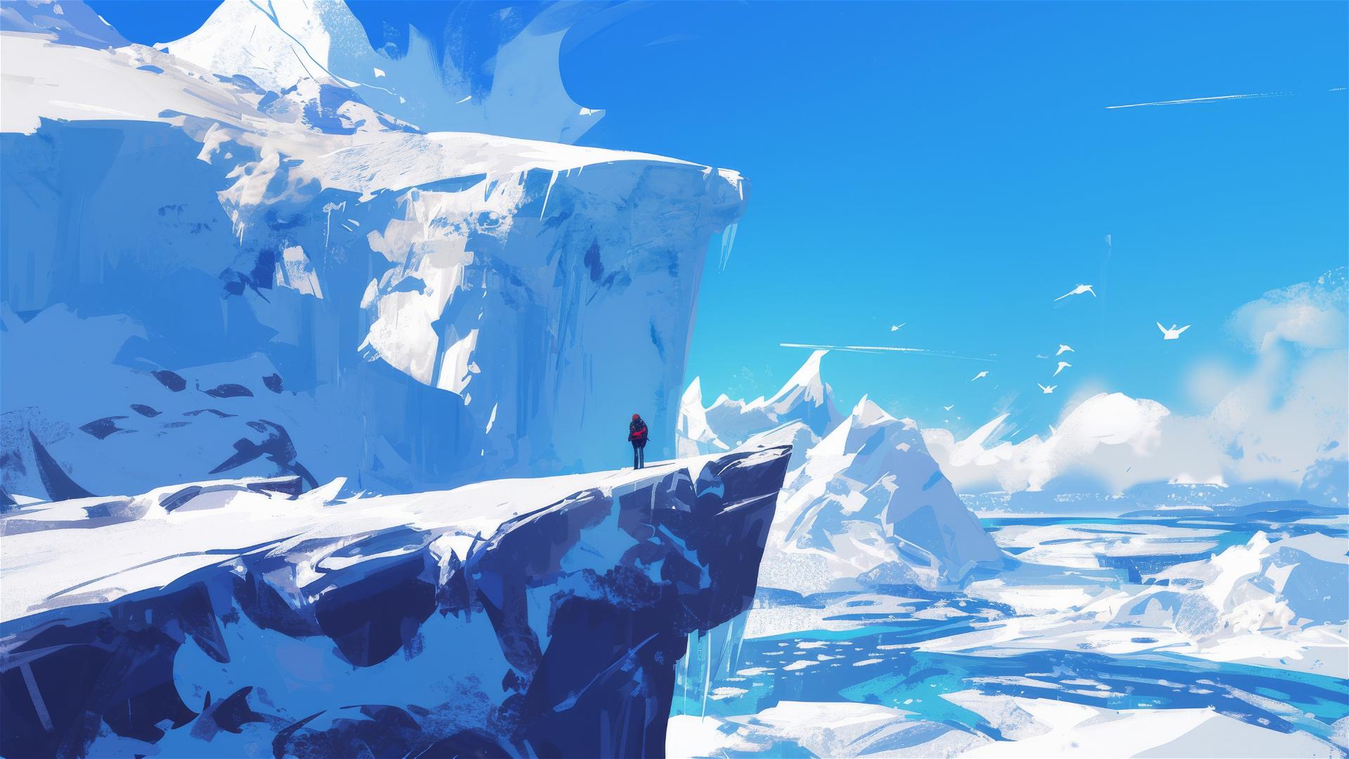 Echoes on a glacial scape where whispers travel across the ice