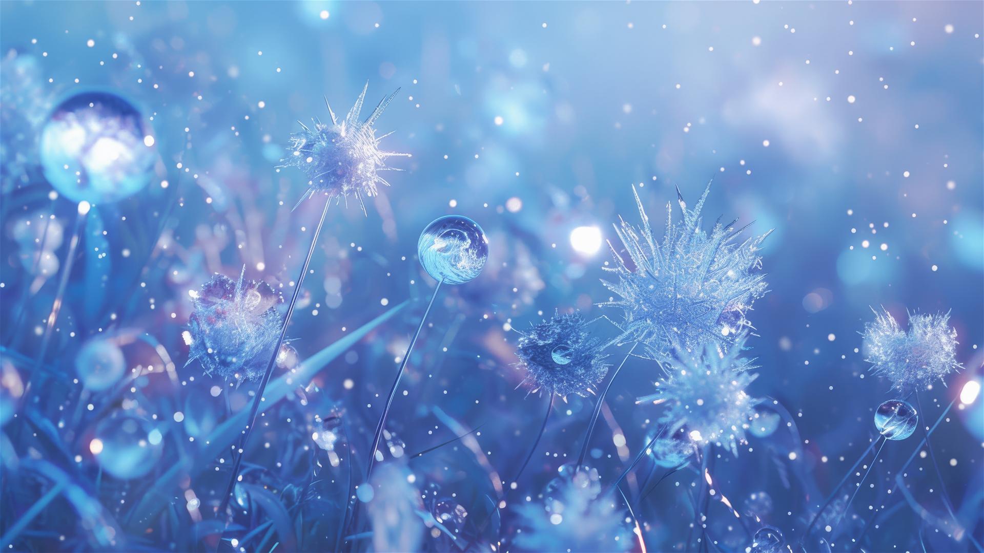 Holographic rain with arctic animal images in a snow field