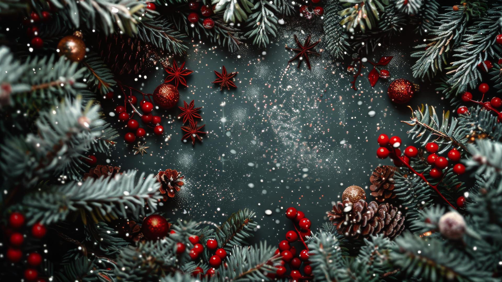 Aesthetic Christmas background with festive elements in 4K resolution.