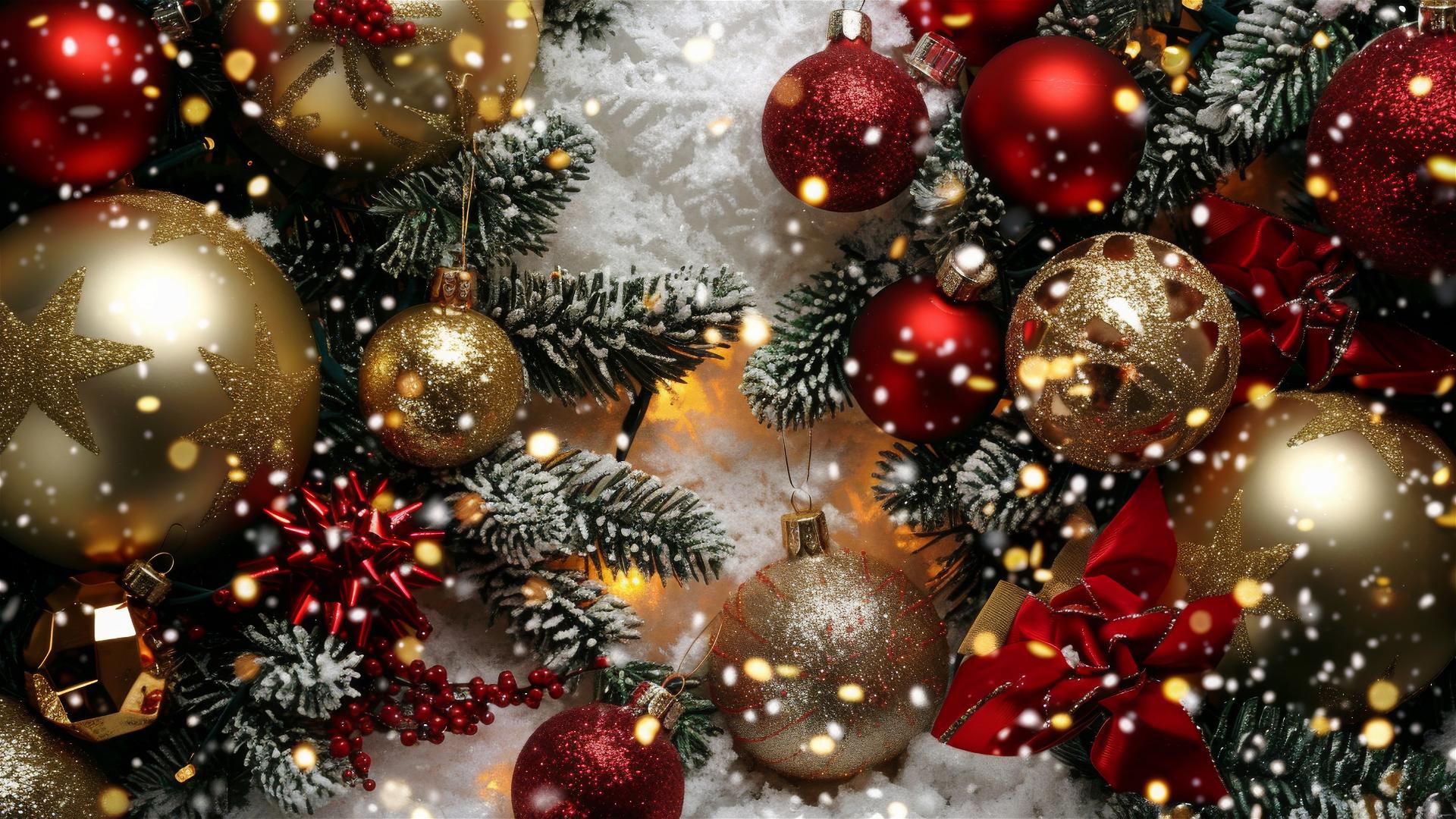 Festive Christmas-themed background with holiday elements