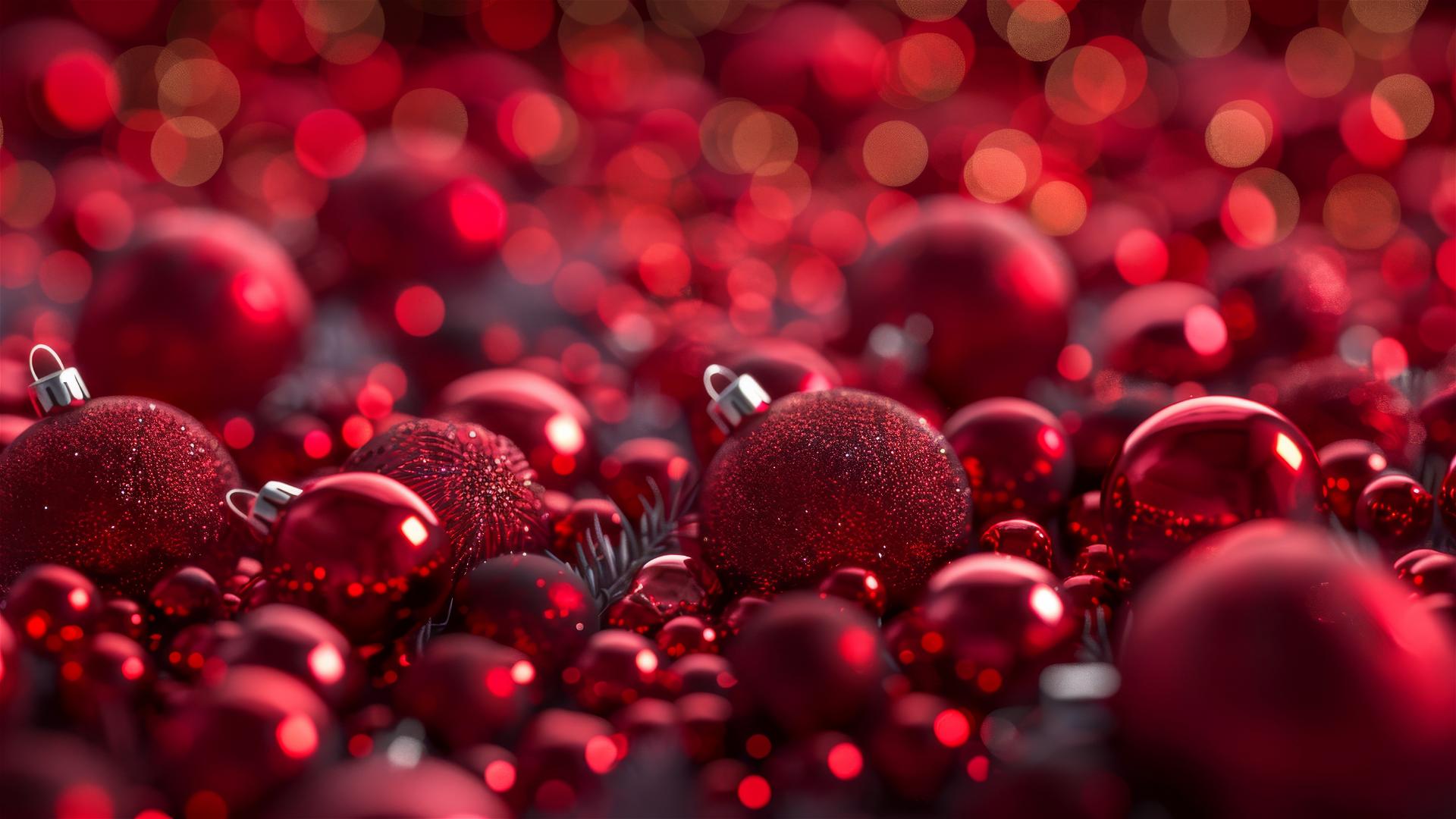 Festive Christmas background with red elements, in 4K resolution.