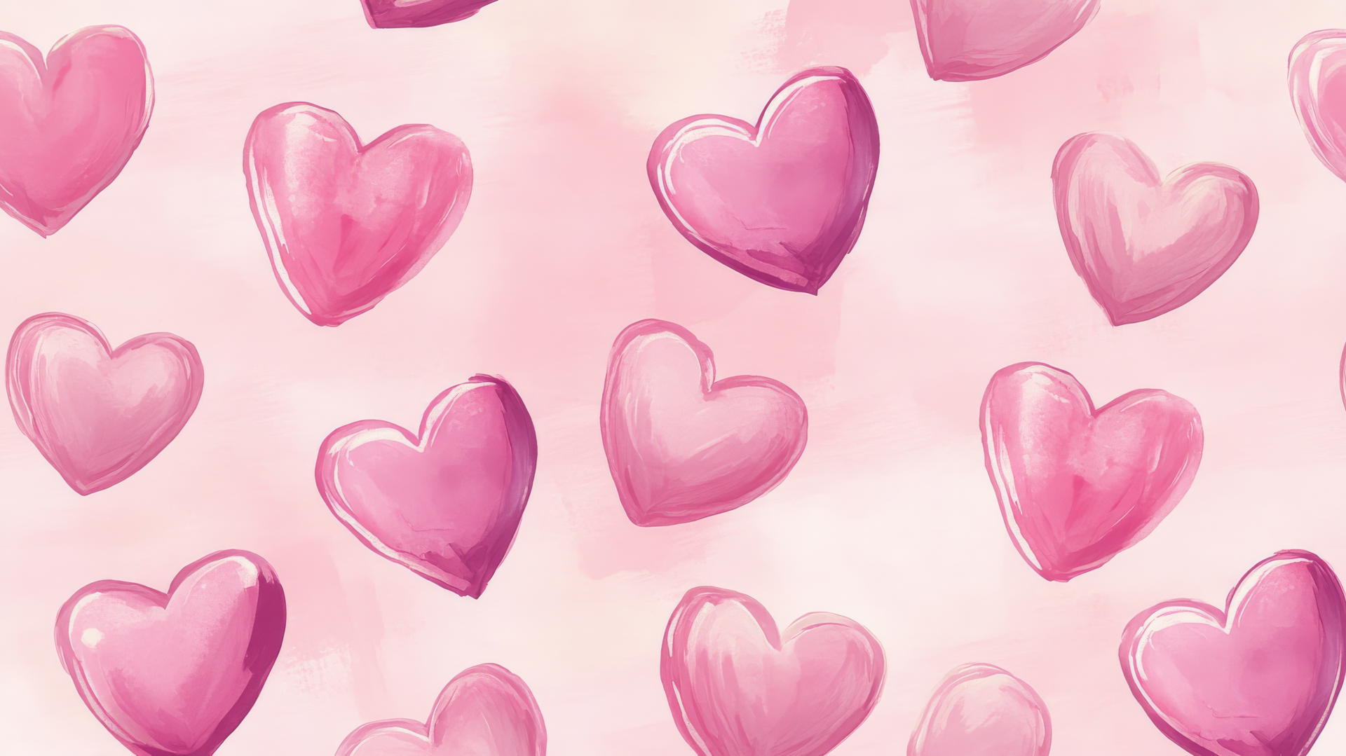 Pink preppy wallpaper with whimsical pink hearts on a soft pink background