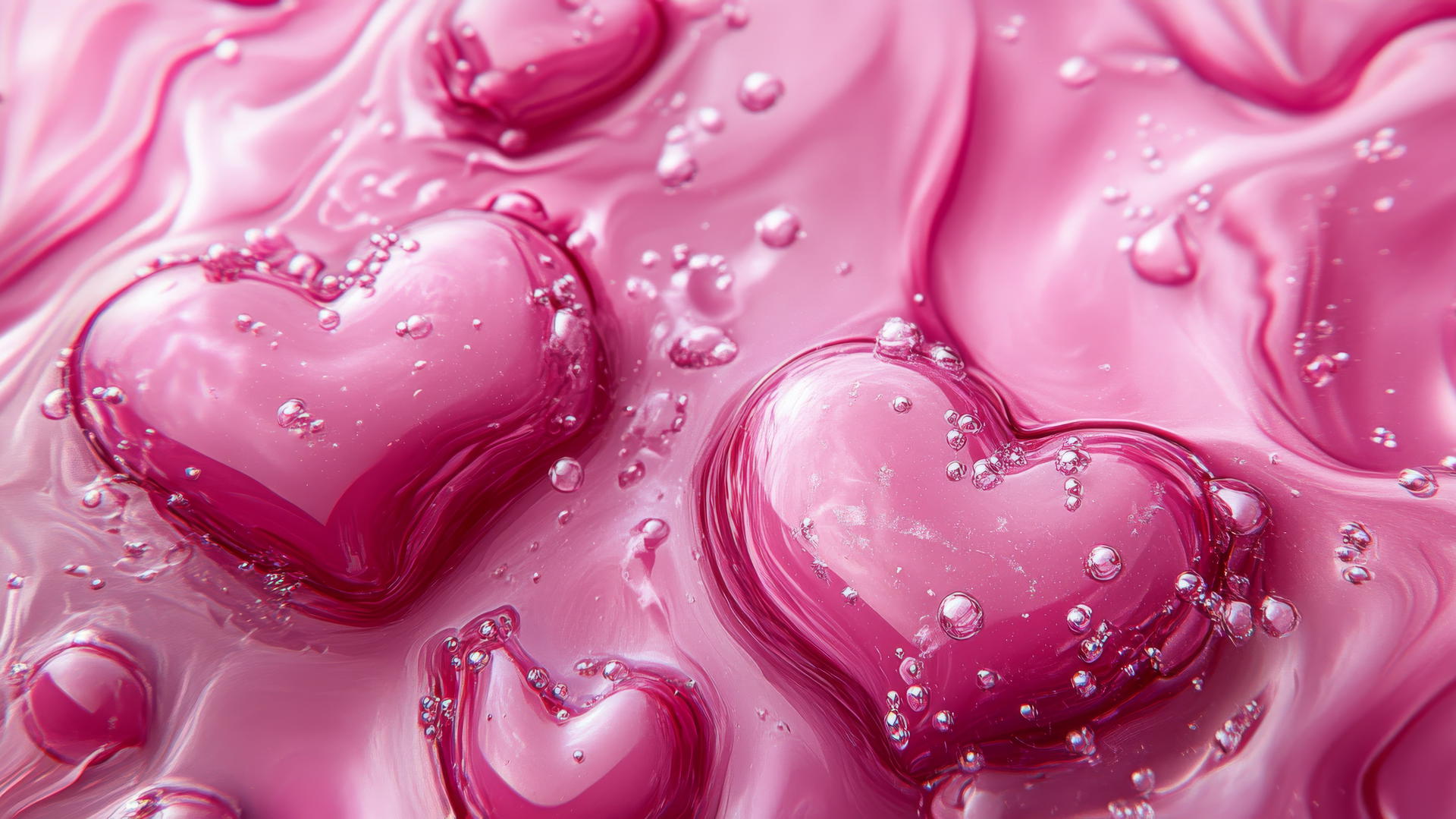 cute hot pink wallpaper with glossy heart patterns and subtle sparkles