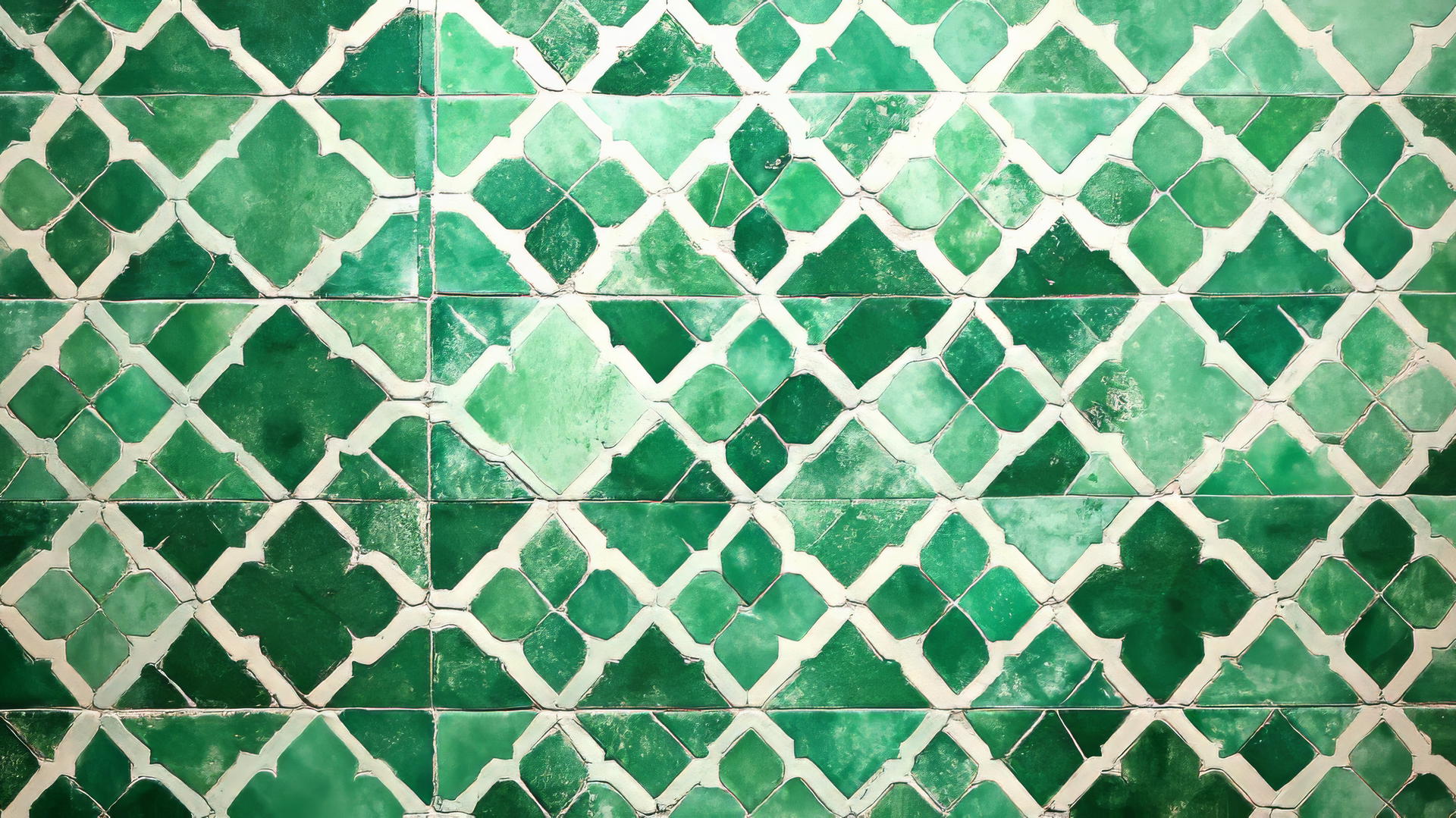 intricate emerald green wallpaper with Moroccan tile pattern