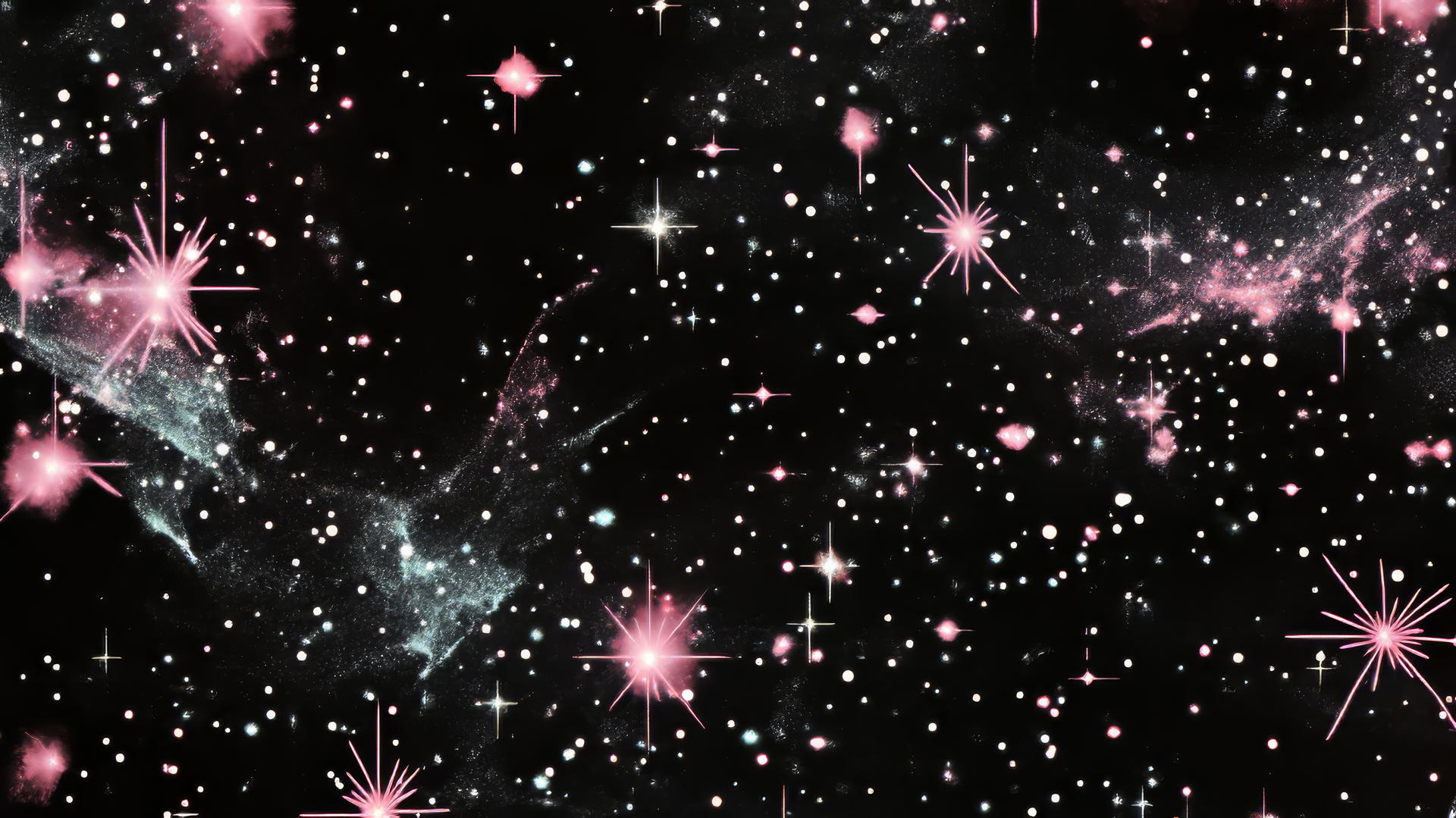 Y2K star wallpaper with neon clusters and pixelated shooting stars