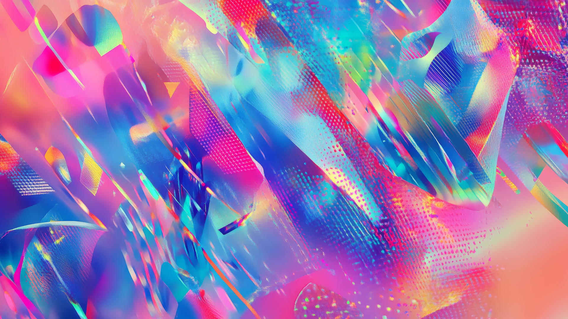 Y2K wallpaper with glitchy digital patterns, holographic textures, pixelated shapes