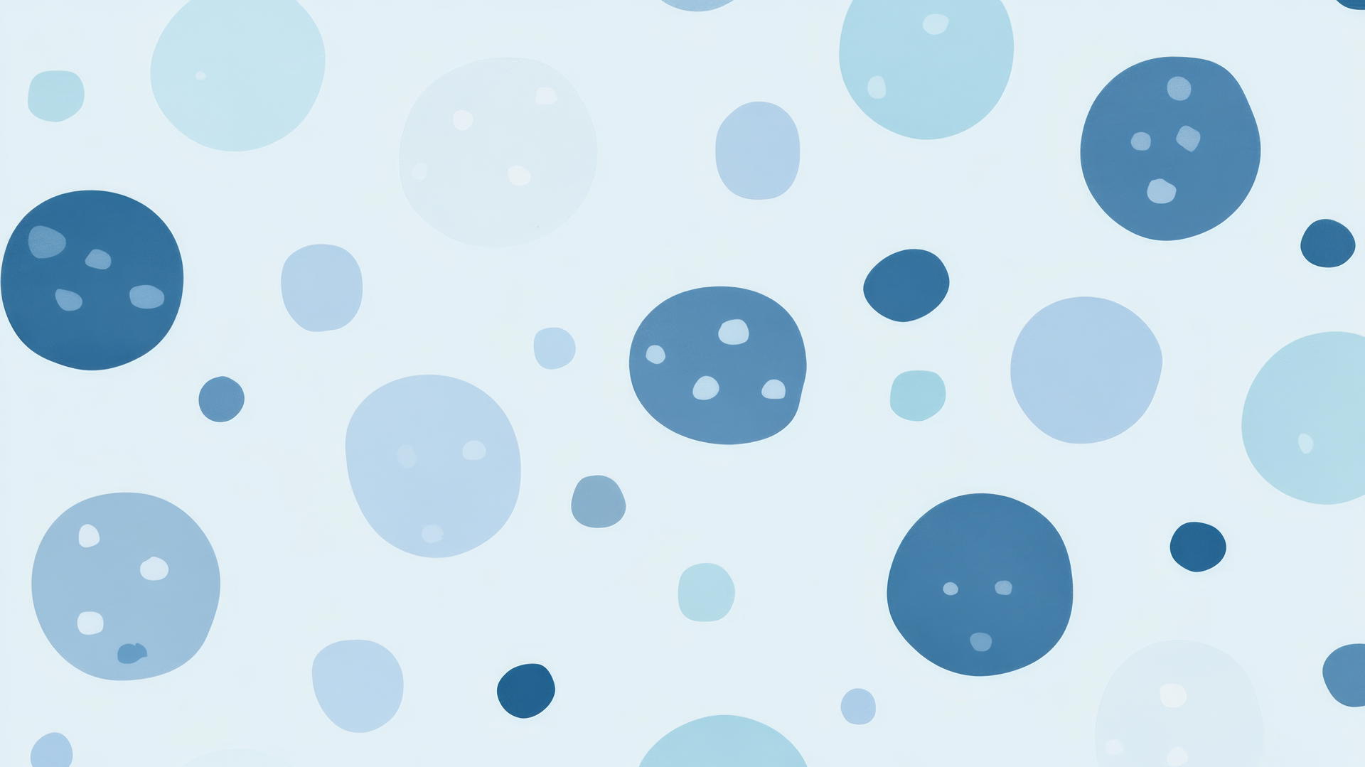 blue wallpaper for kids with playful polka dots in various shades of blue on a light blue background