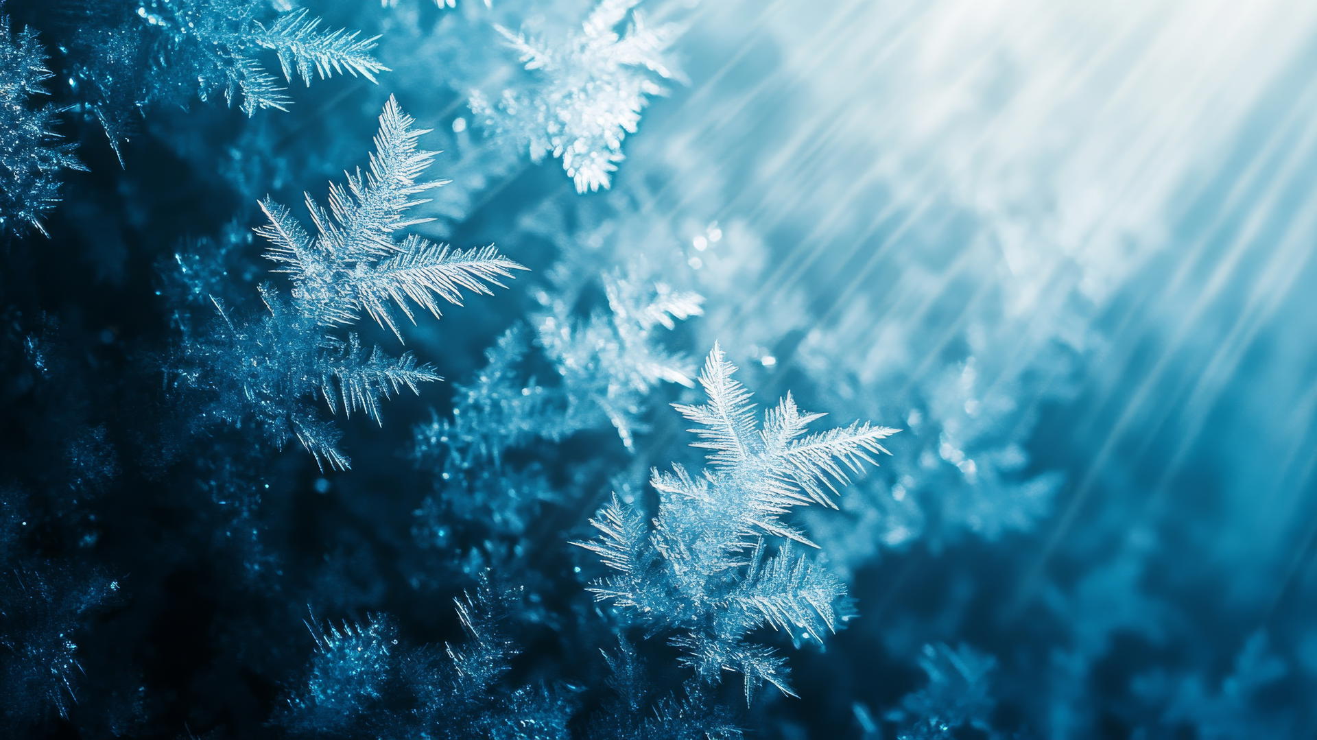 blue background wallpaper with intricate ice crystals on glass