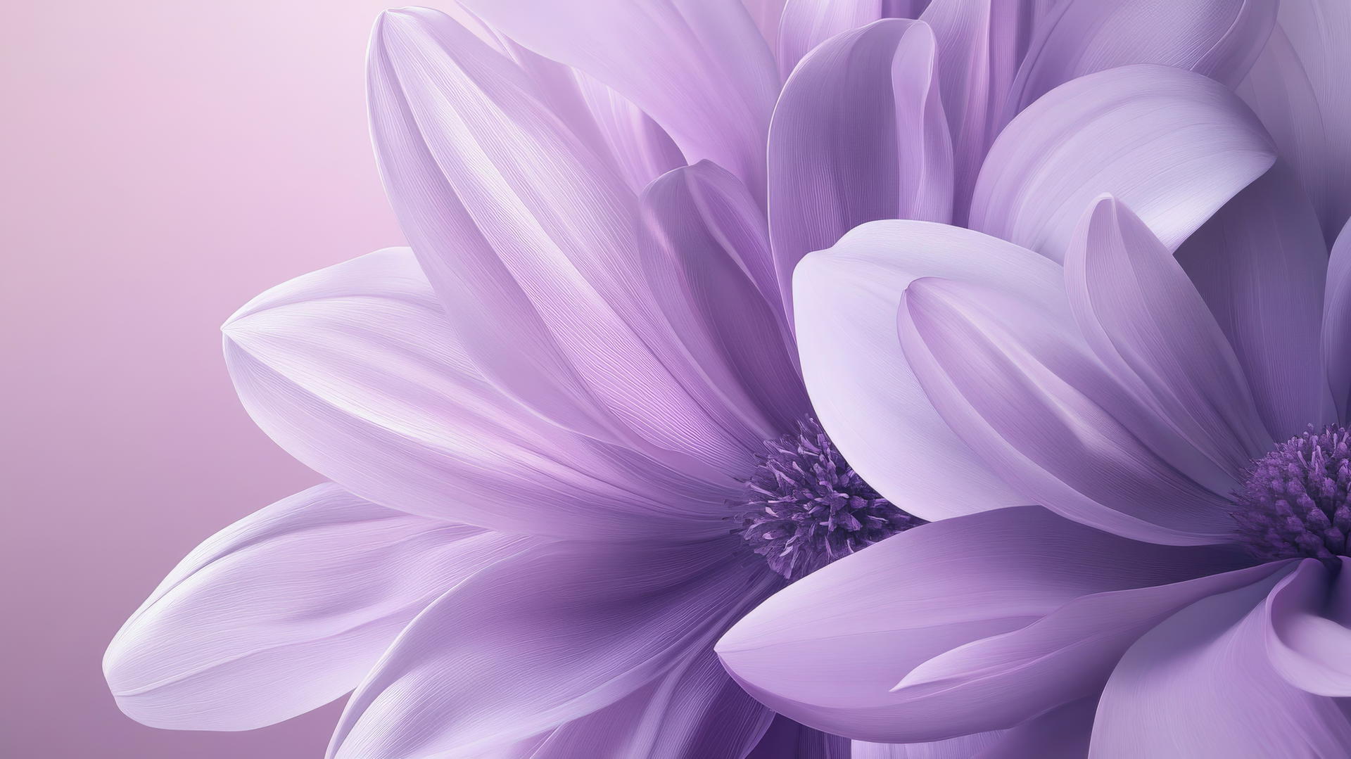 purple flower wallpaper with large, realistic petals on lavender background
