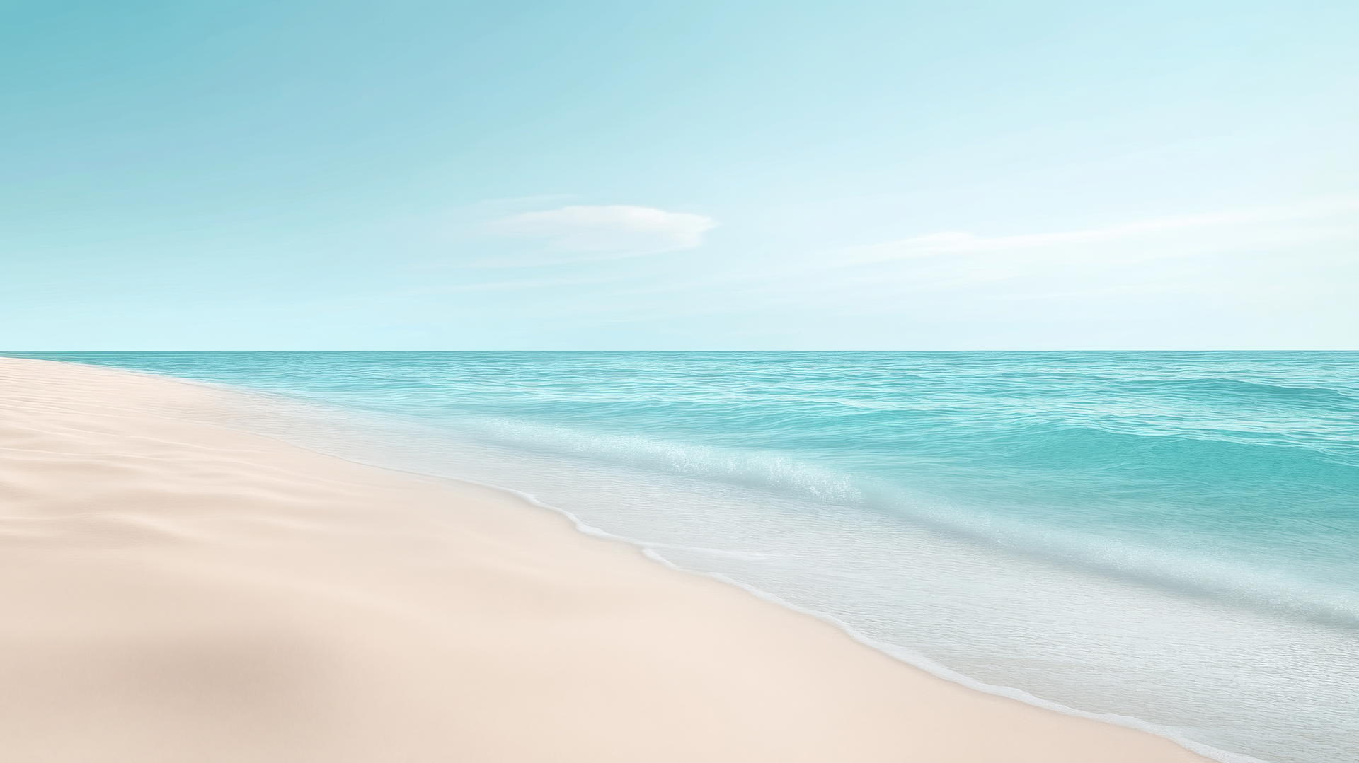 Minimalist beach background wallpaper with smooth white sand and calm blue water