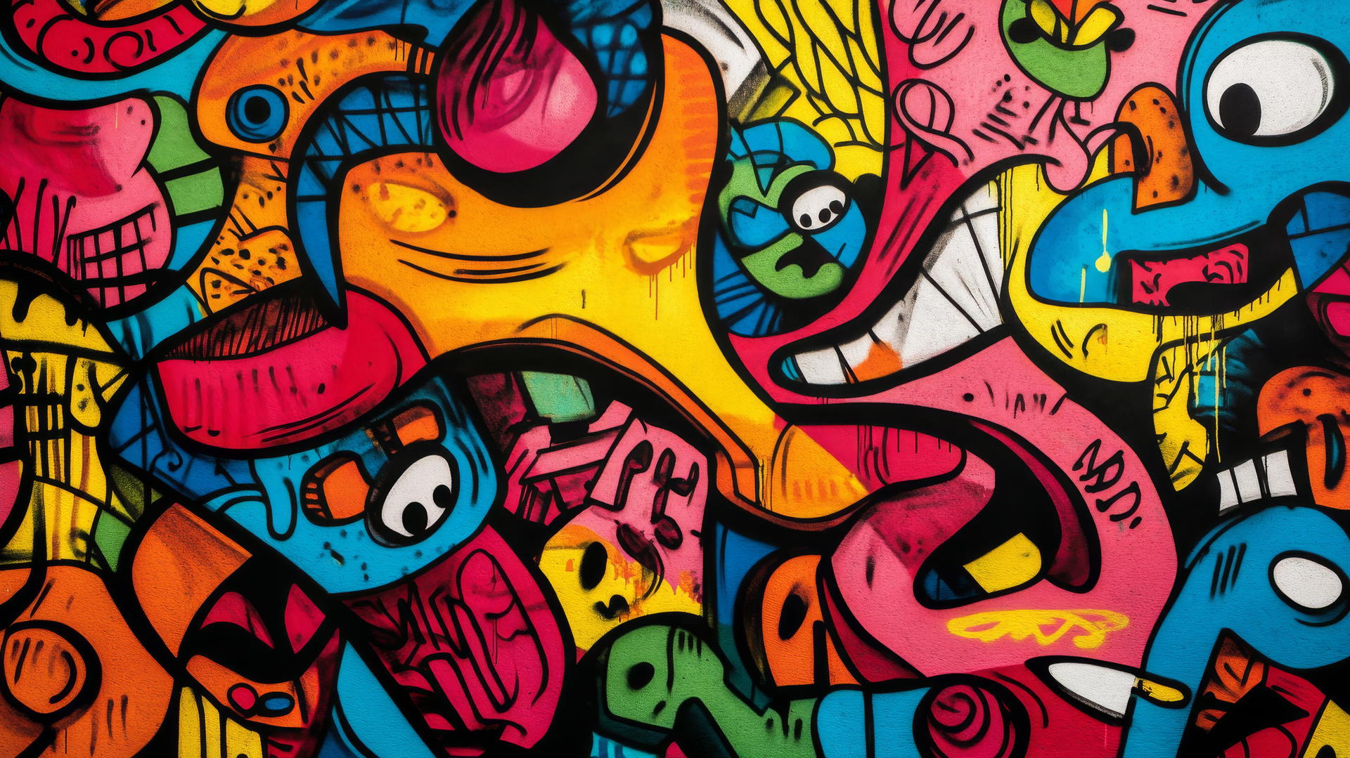 A cool graffiti-style mural featuring bold colors and edgy designs, perfect for cool wallpapers for boys.