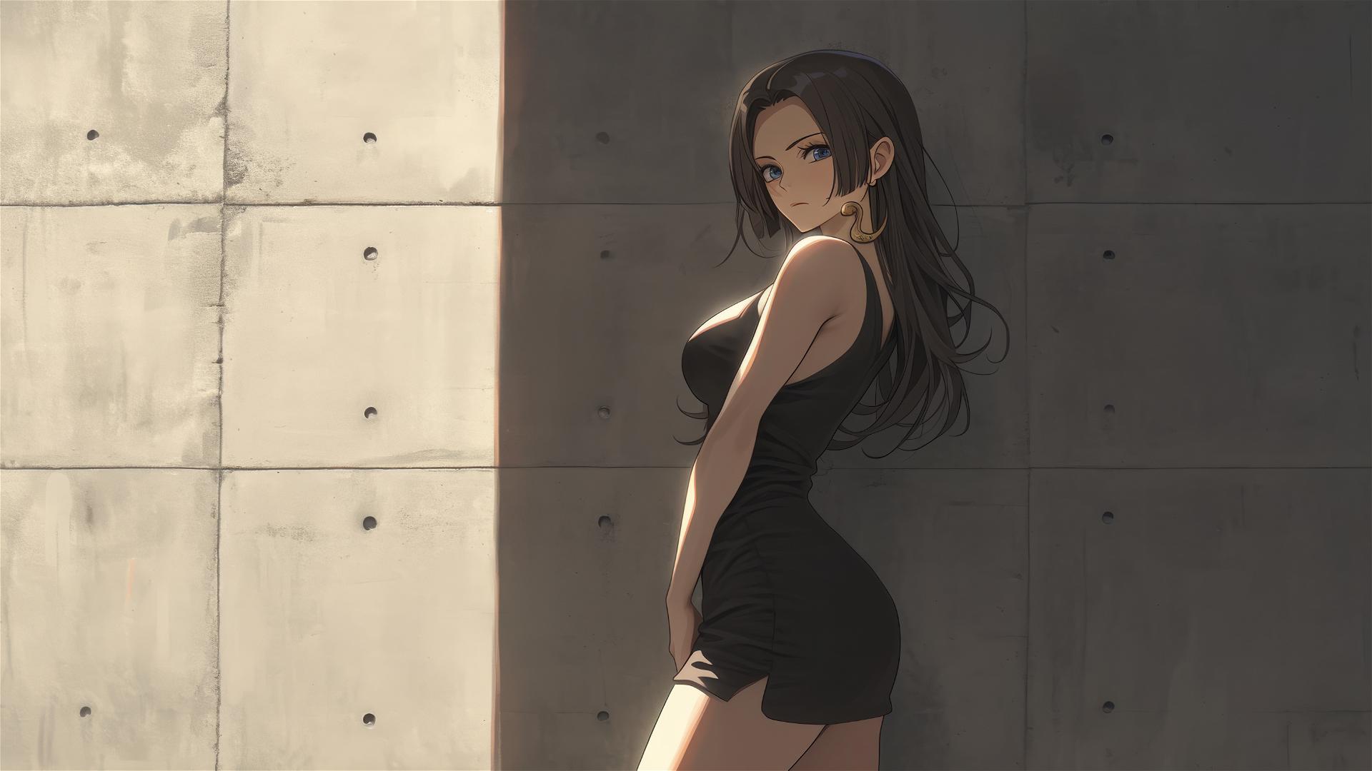 Boa Hancock from One Piece wandering in an art gallery