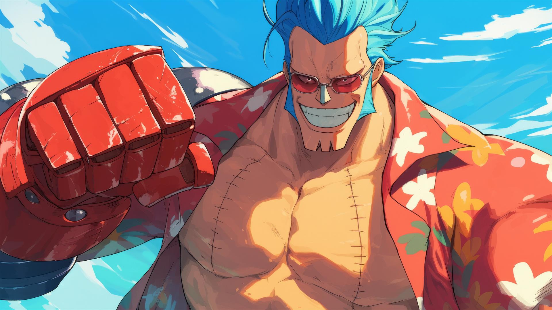 Illustration of Franky, the cyborg from One Piece.