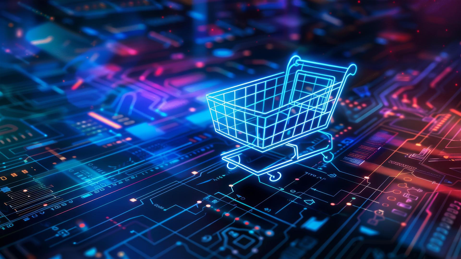 E-commerce themed technology background map