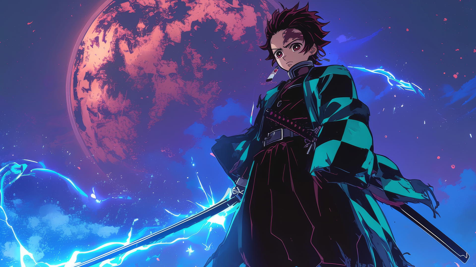 demon slayer tanjiro wallpaper 4k in futuristic armor on alien planet