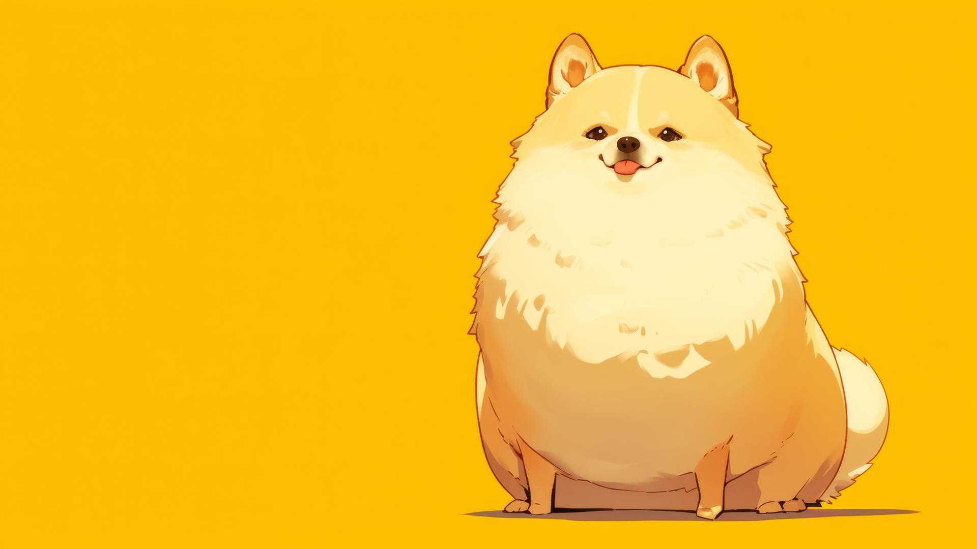 Minimalist chubby dog illustration for iPhone, 8K resolution