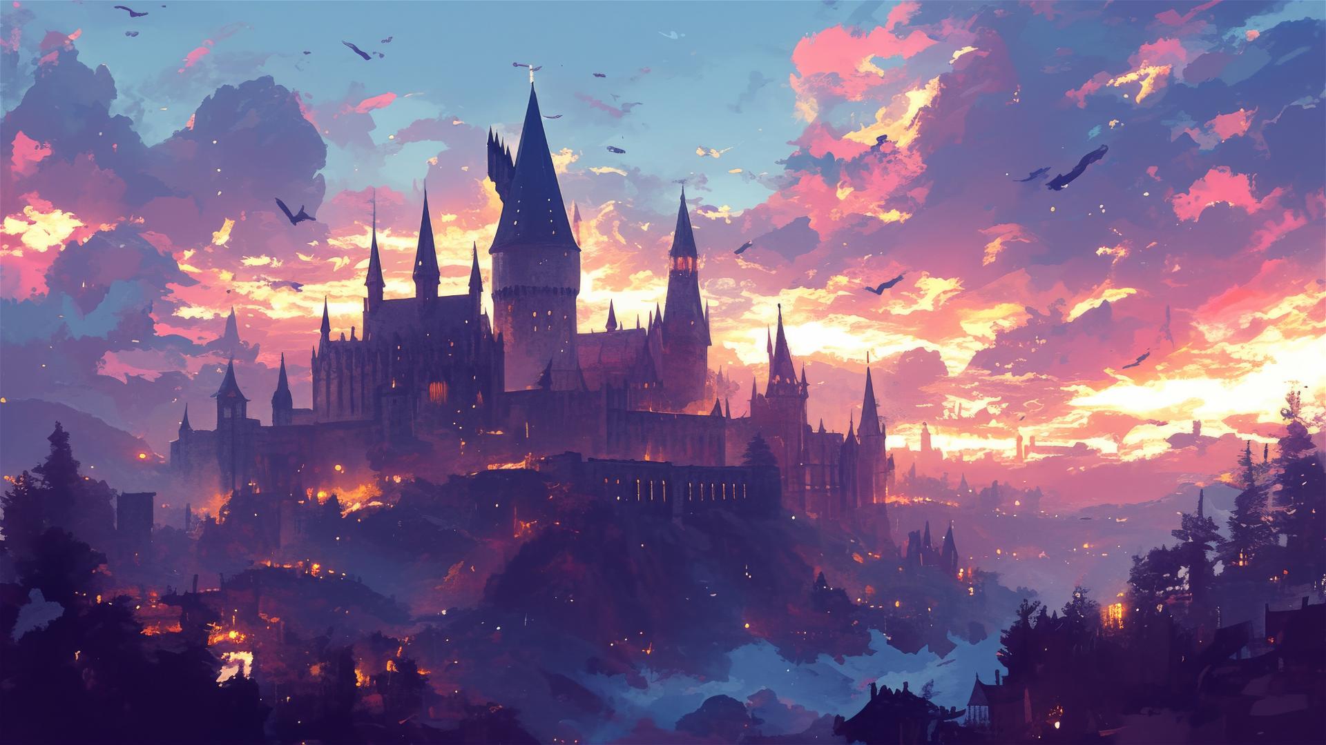 Illustration of Hogwarts from Harry Potter