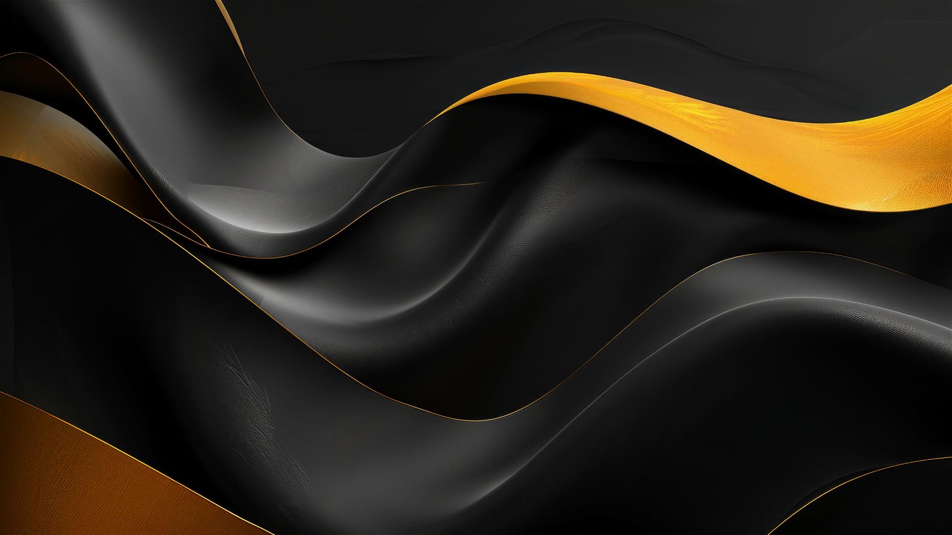 Minimalistic black mustard flowing shapes