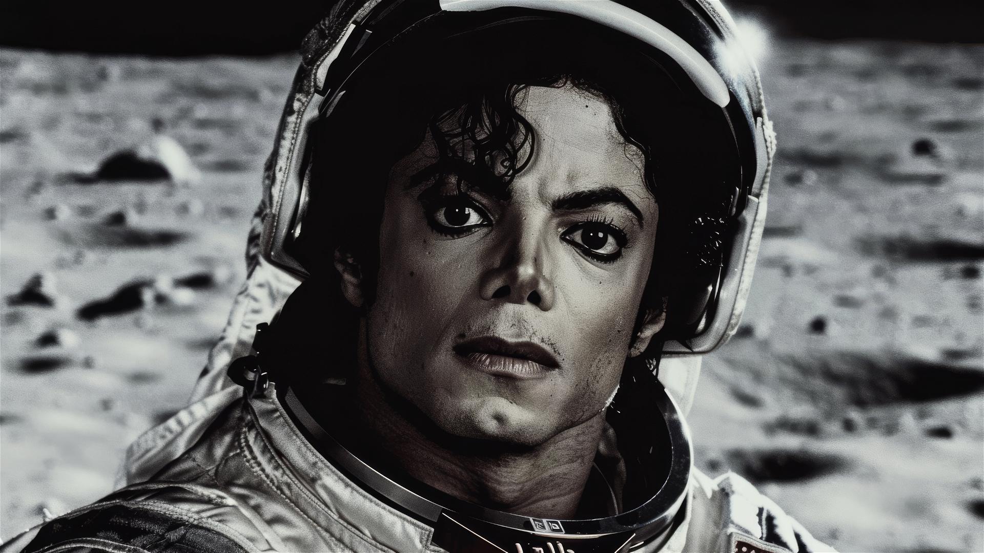 Michael Jackson in Apollo 14 suit on the moon