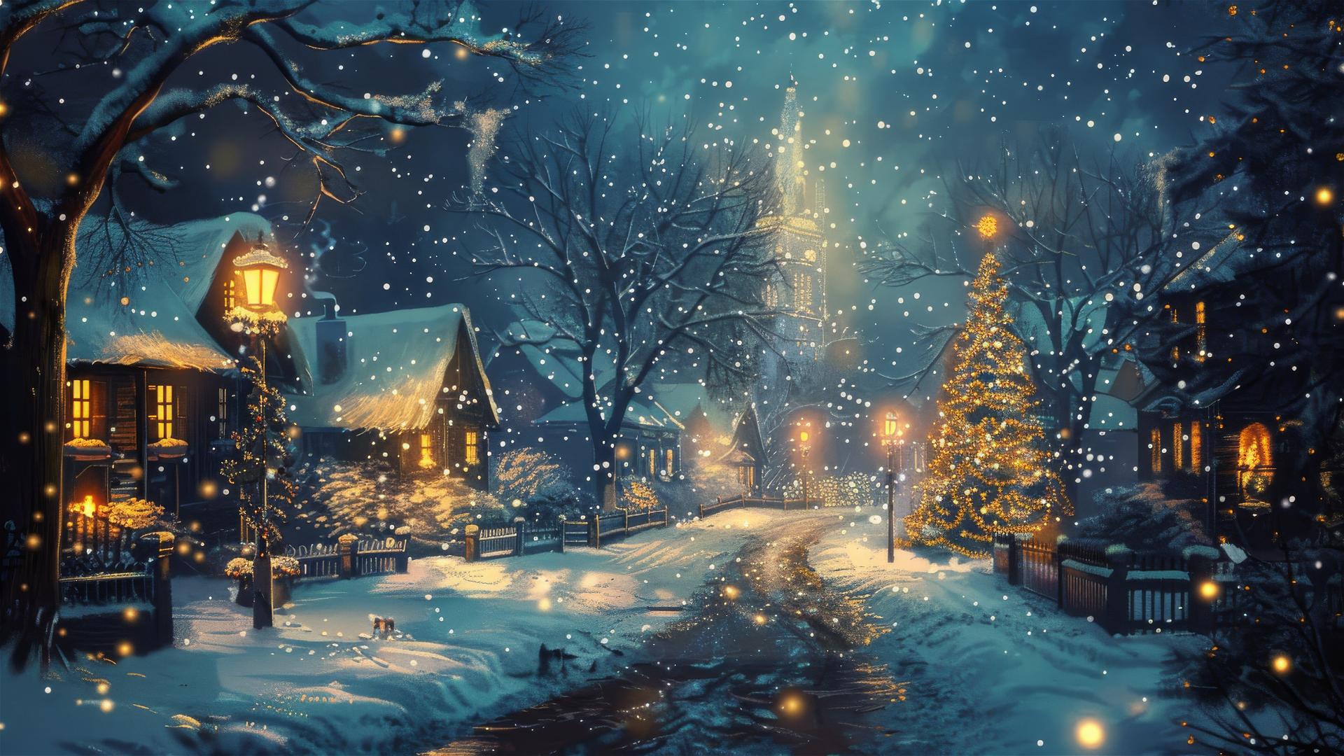 Silent street on Christmas night
