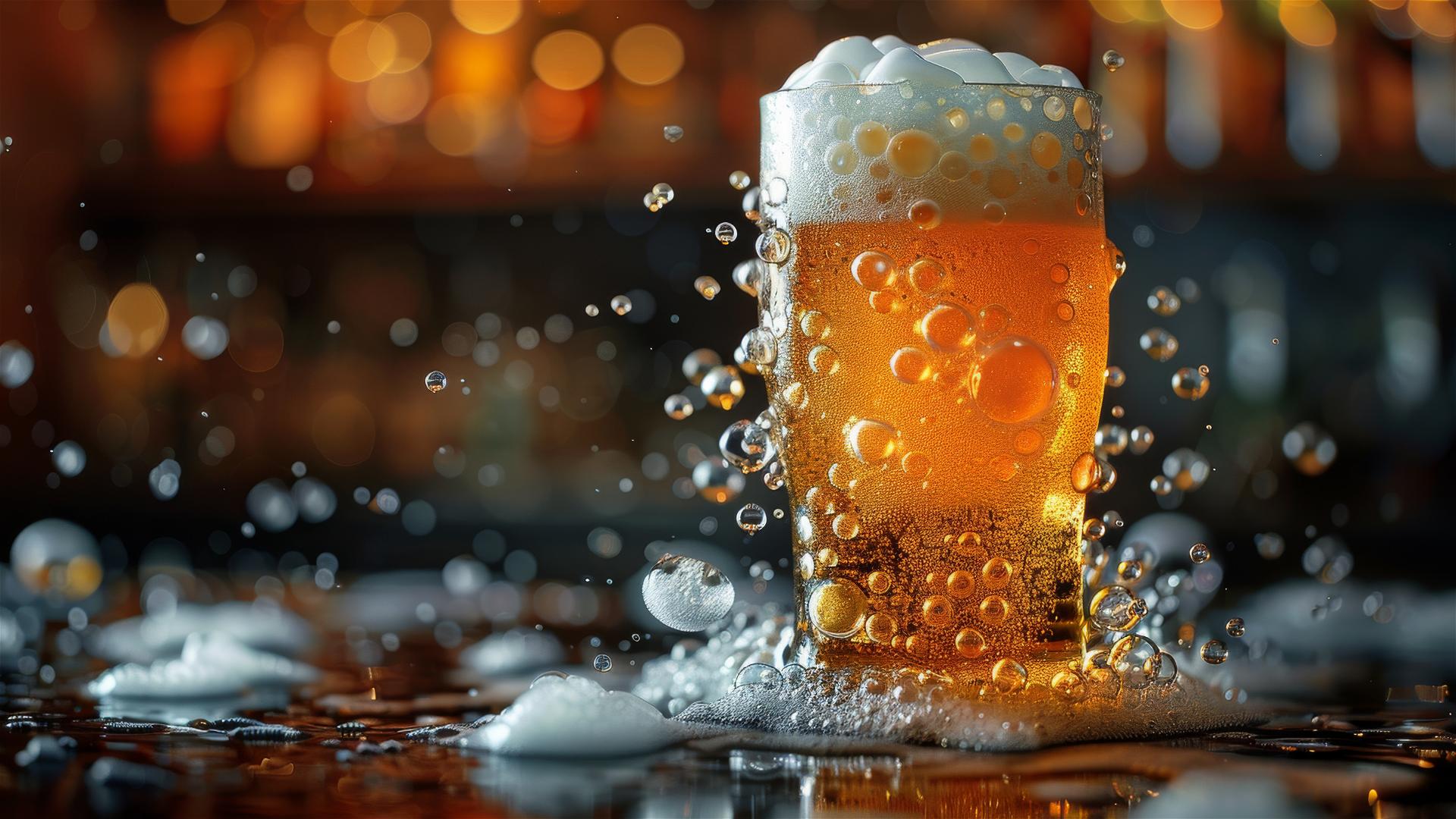 beer foam on black background