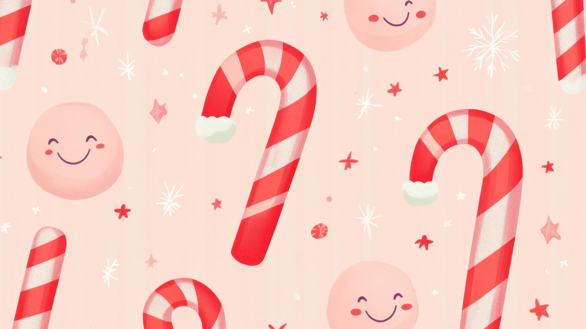 preppy wallpaper with candy canes, smiling faces, and checkered patterns