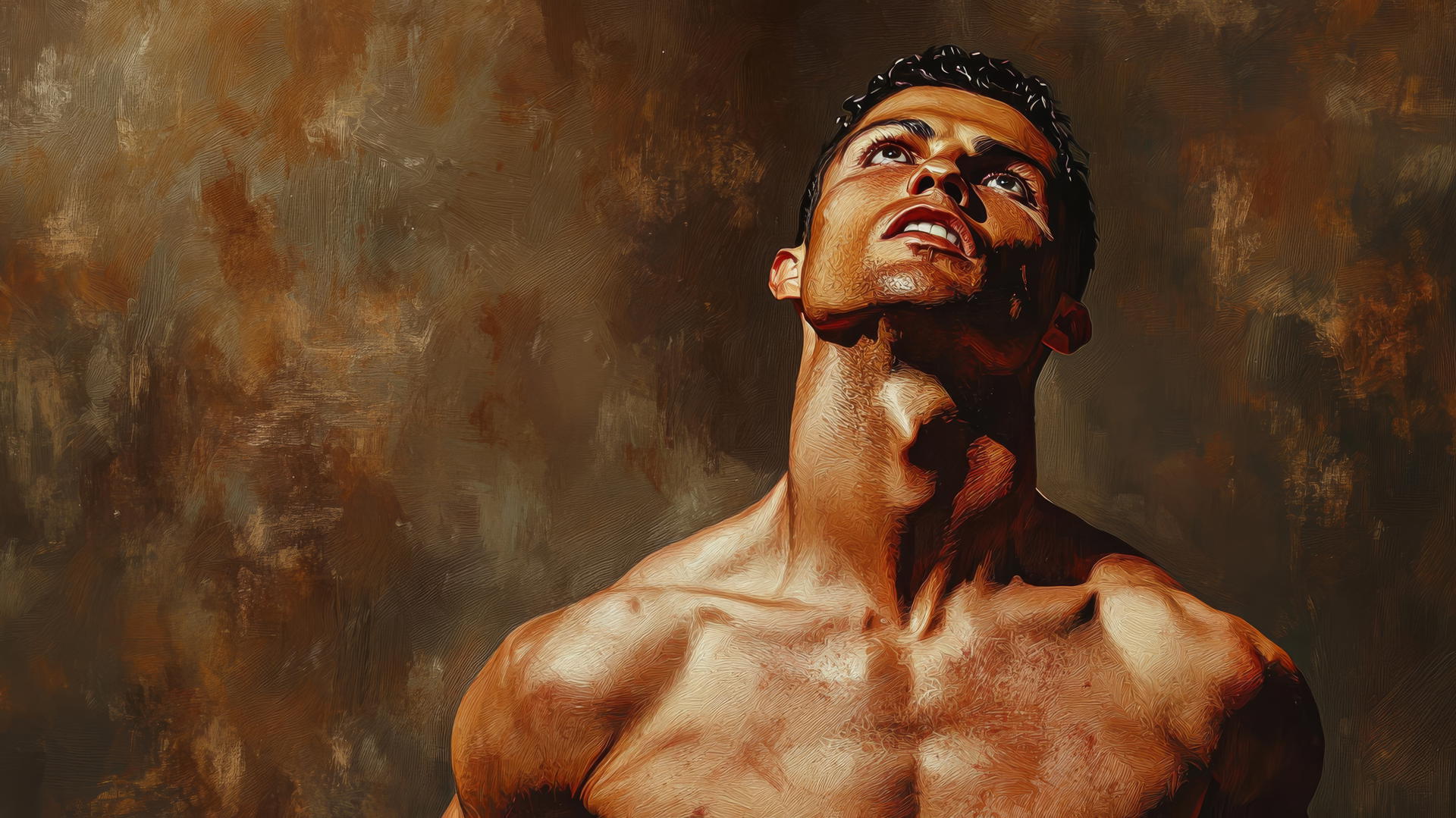 Cristiano Ronaldo 4k wallpaper in Renaissance oil painting style