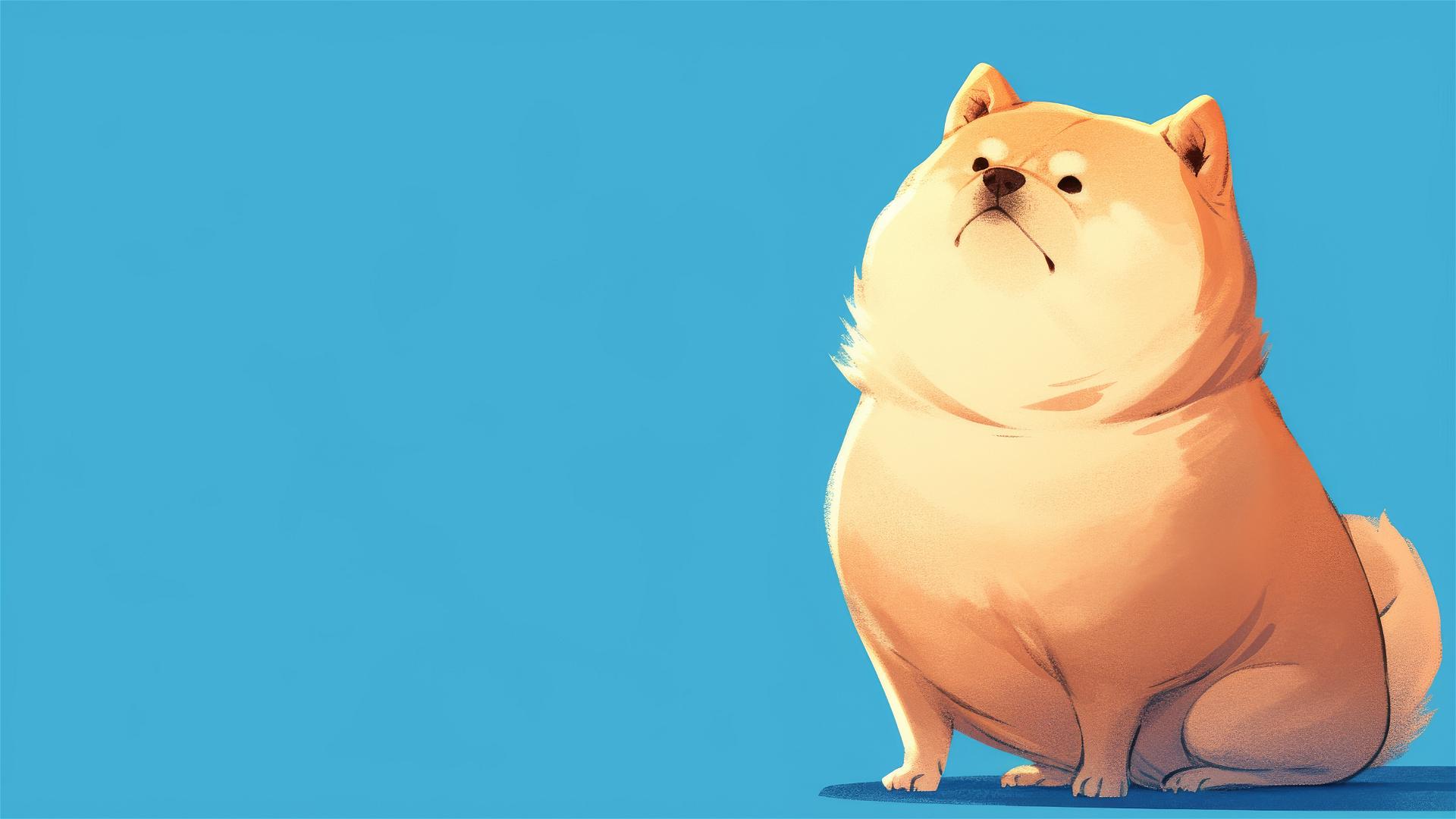 Minimalist chubby dog illustration for iPhone, 8K quality