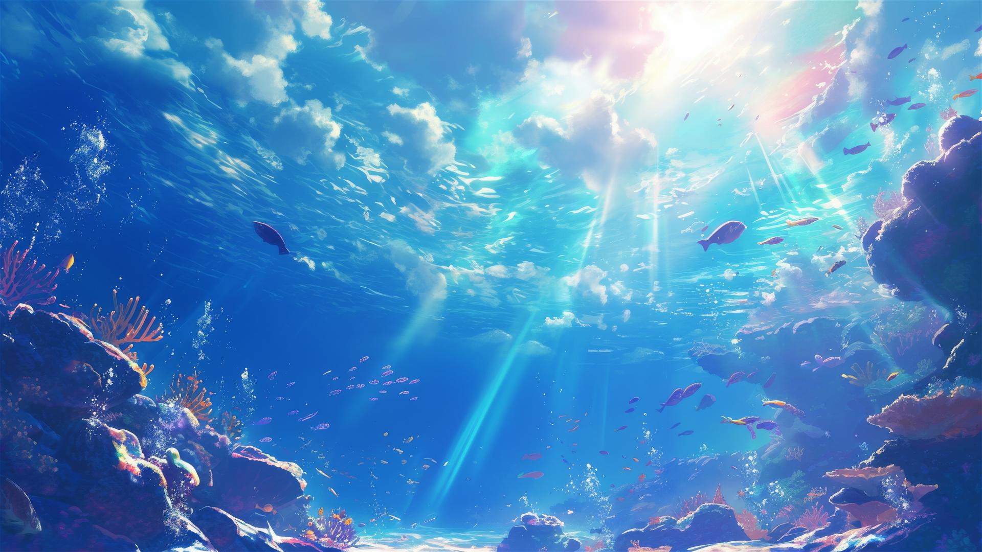 Vivid underwater spectrum at rainbow reef