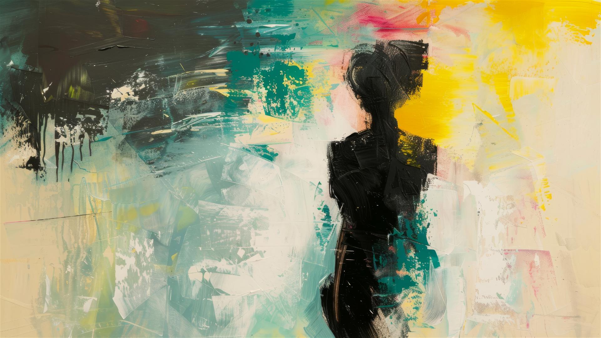 Abstract painting of a woman's full body