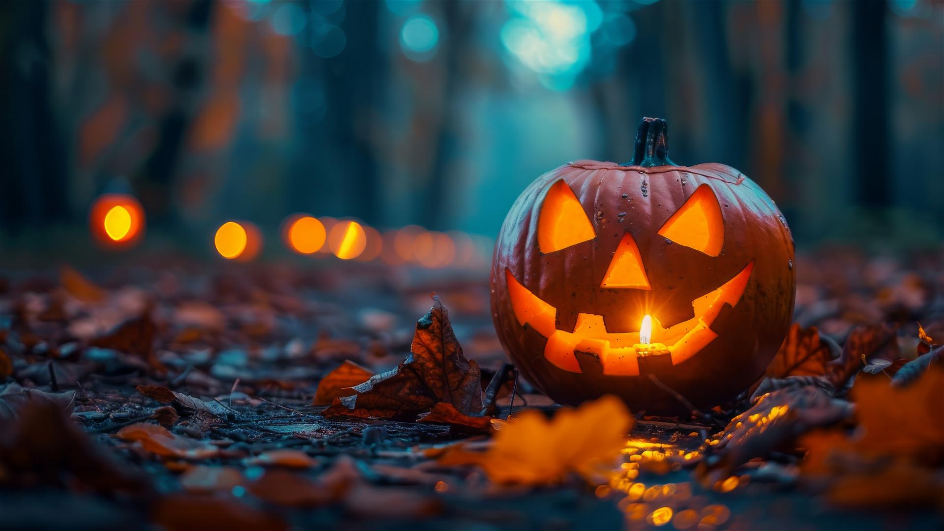 Halloween background featuring spooky elements and dark tones