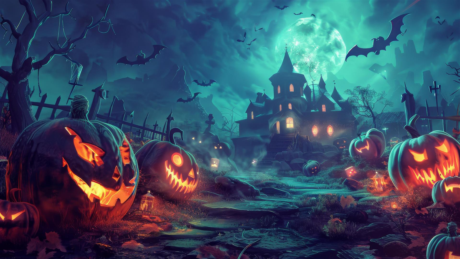 Halloween-themed 4K background with eerie atmosphere