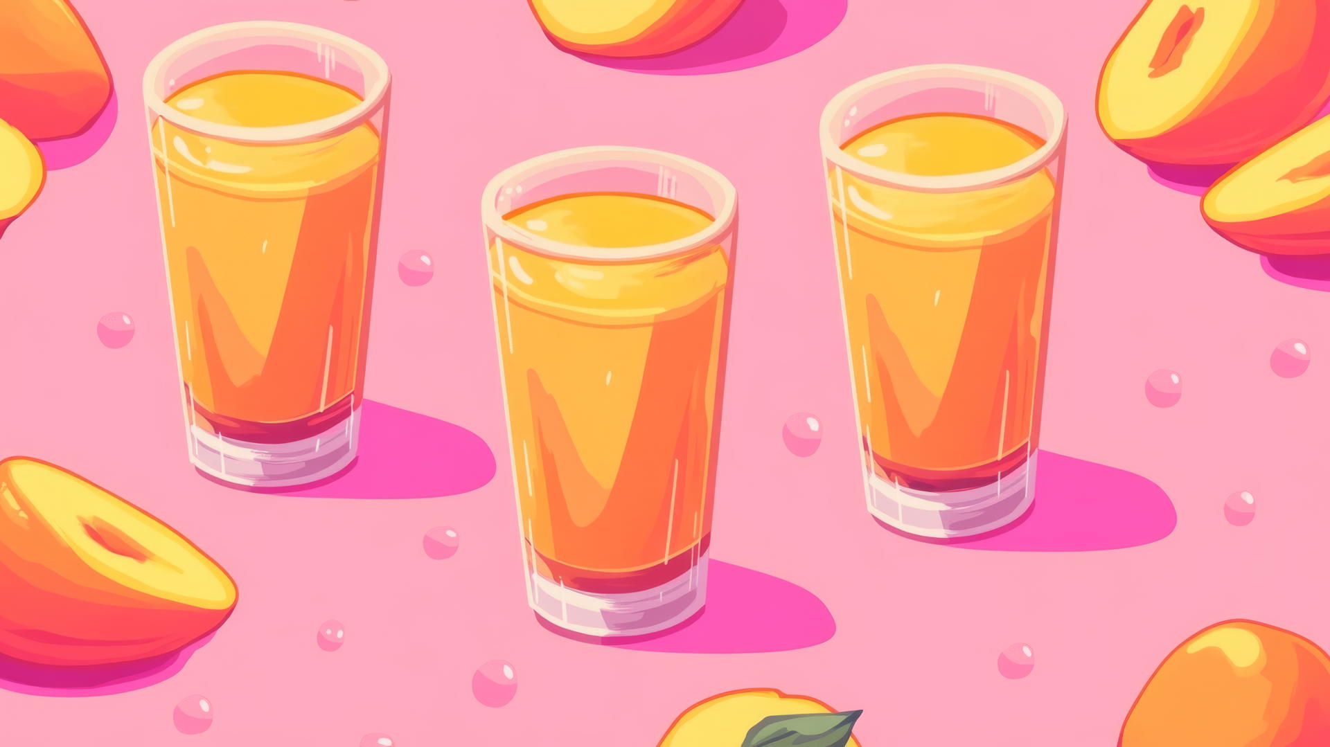 Pink preppy wallpaper in 8-bit pixel art peach juice design
