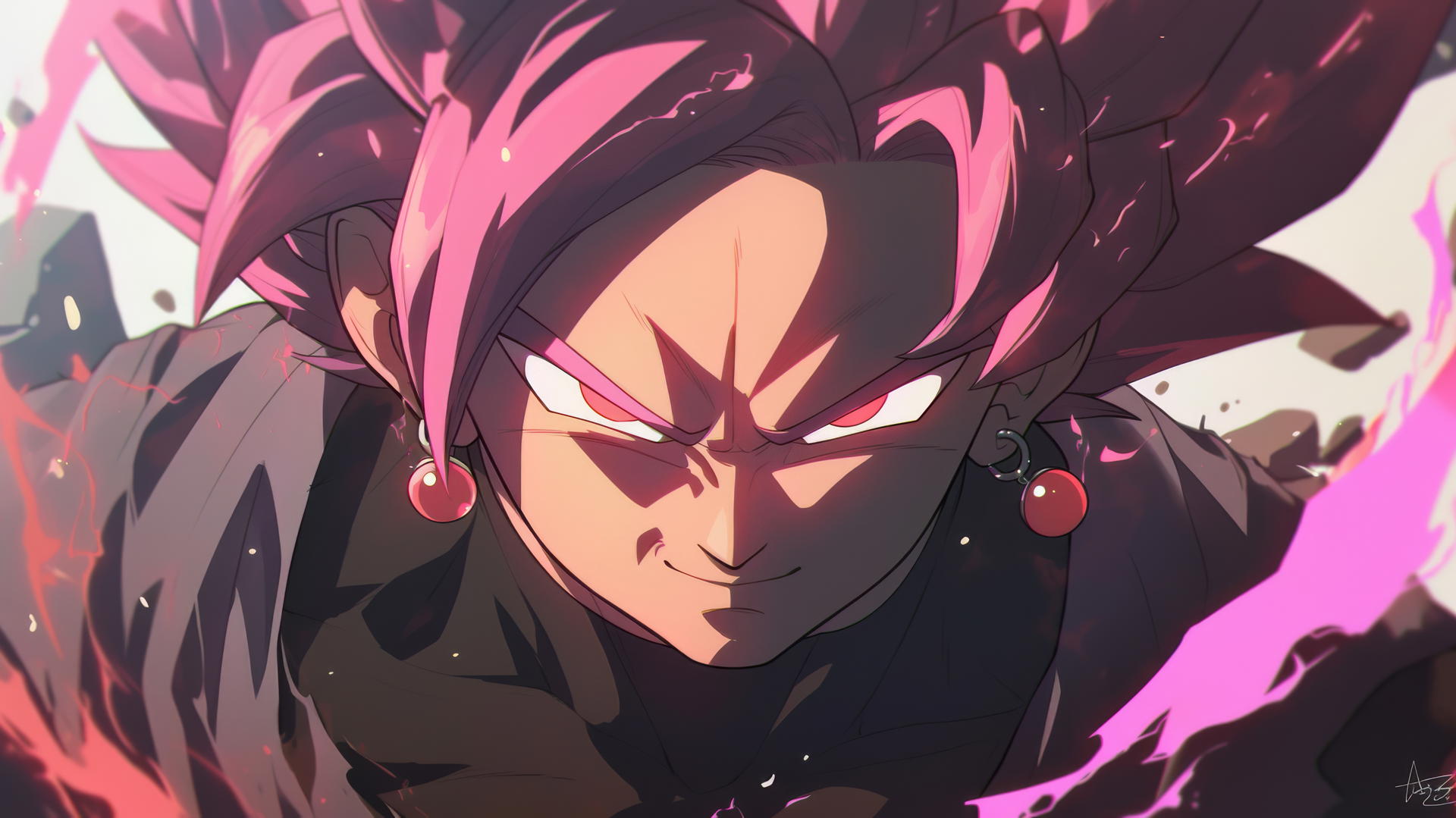 Goku Black in Super Saiyan Rosé form, energy aura, dark skies, 4k wallpaper