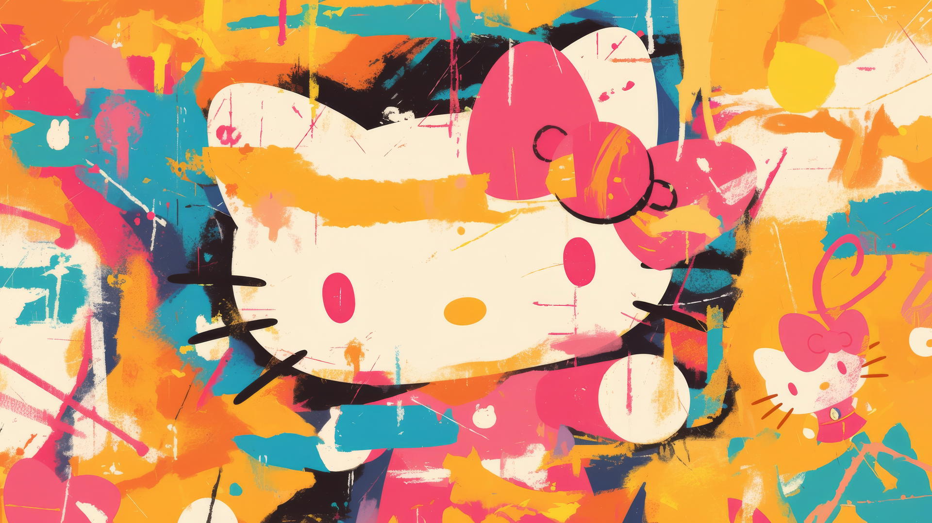 hello kitty aesthetic wallpaper, colorful abstract art, bold brushstrokes