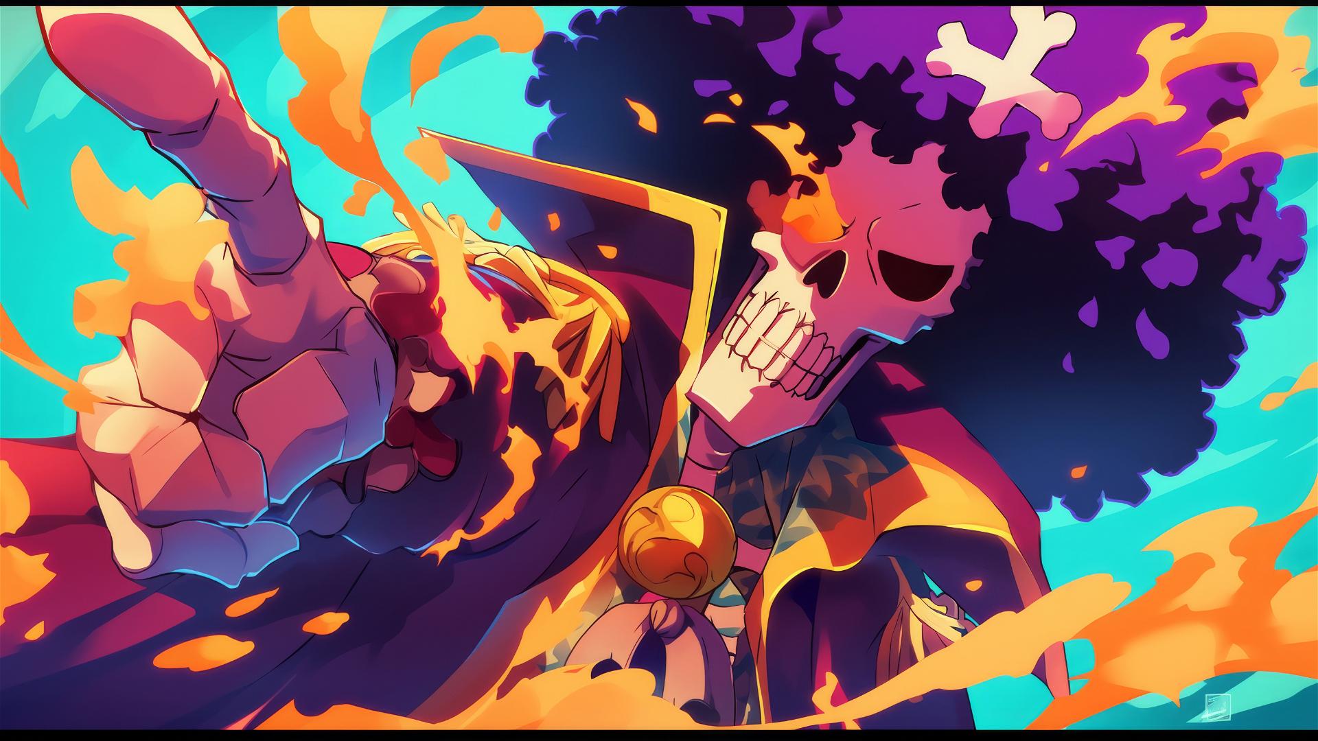 Illustration of Brook, the skeleton musician from One Piece.