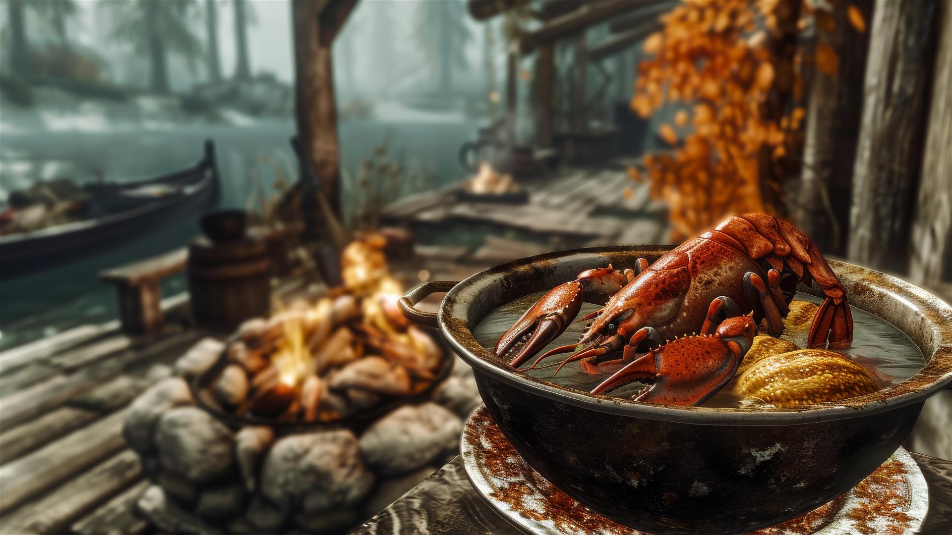 Screenshot of Skyrim gameplay featuring bouillabaisse.