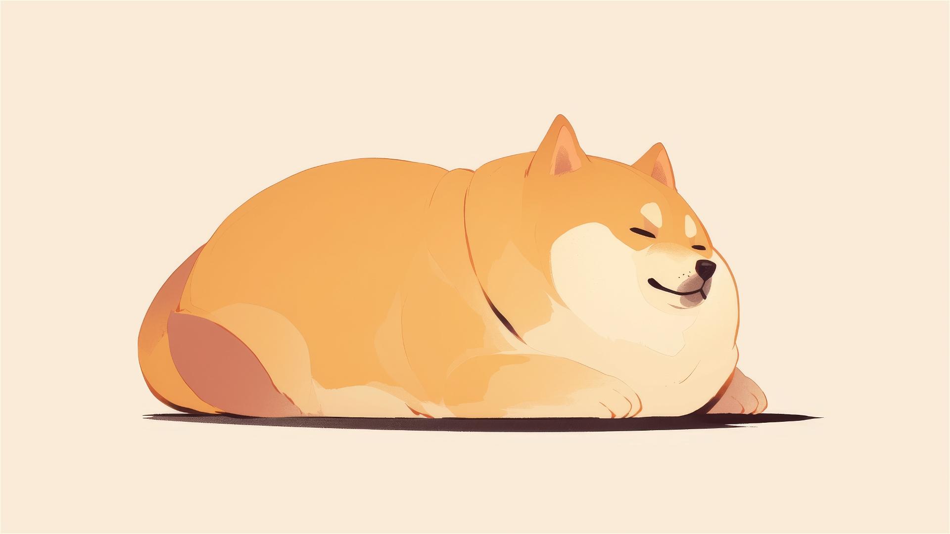 Minimalist chubby dog illustration for iPhone, 8K detail