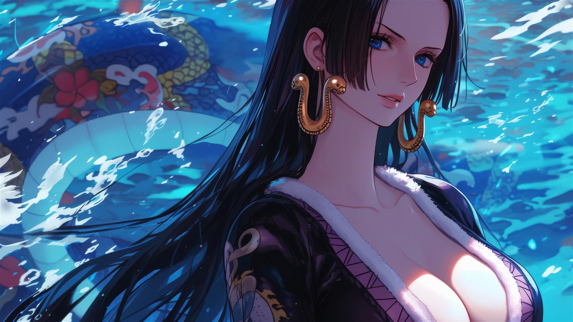 Digital art of Boa Hancock from One Piece with vivid colors