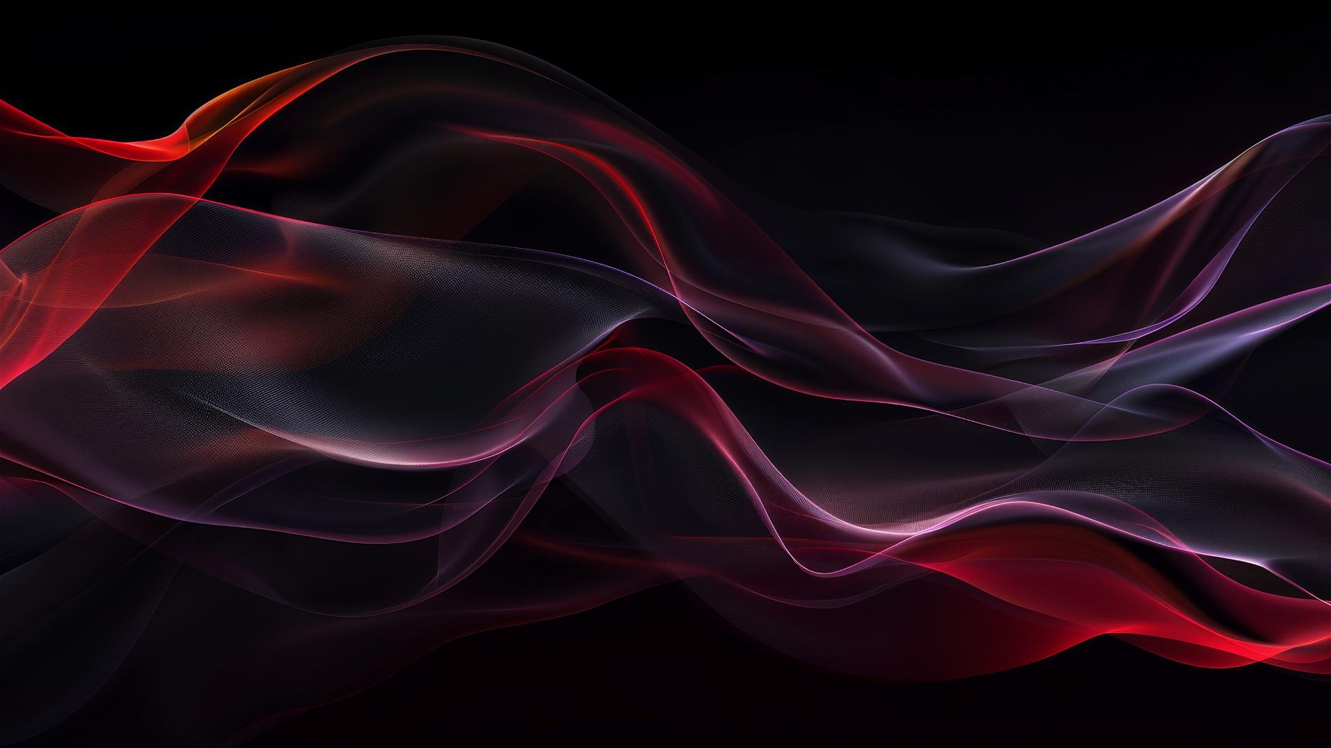 Black crimson flowing shapes on iPhone background