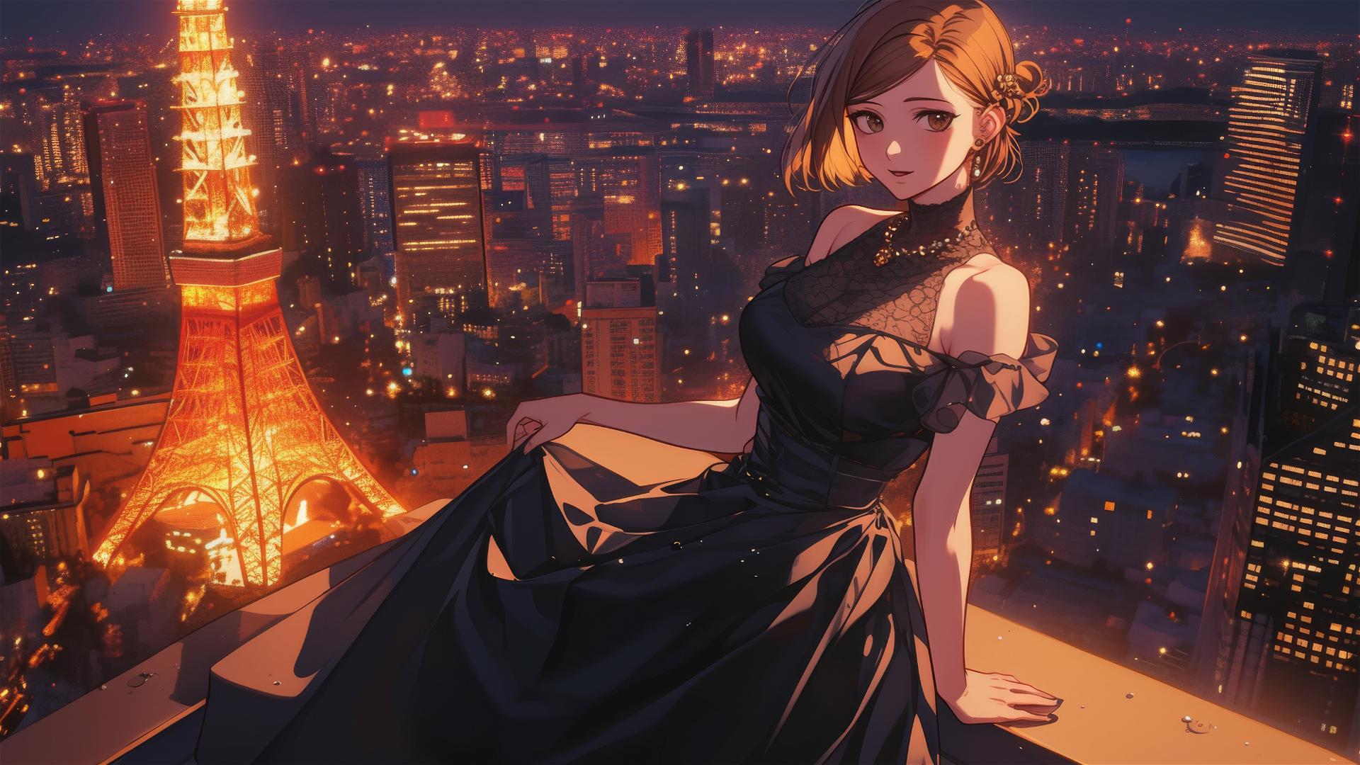 Nobara Kugisaki in a Japanese gown by Tokyo Tower