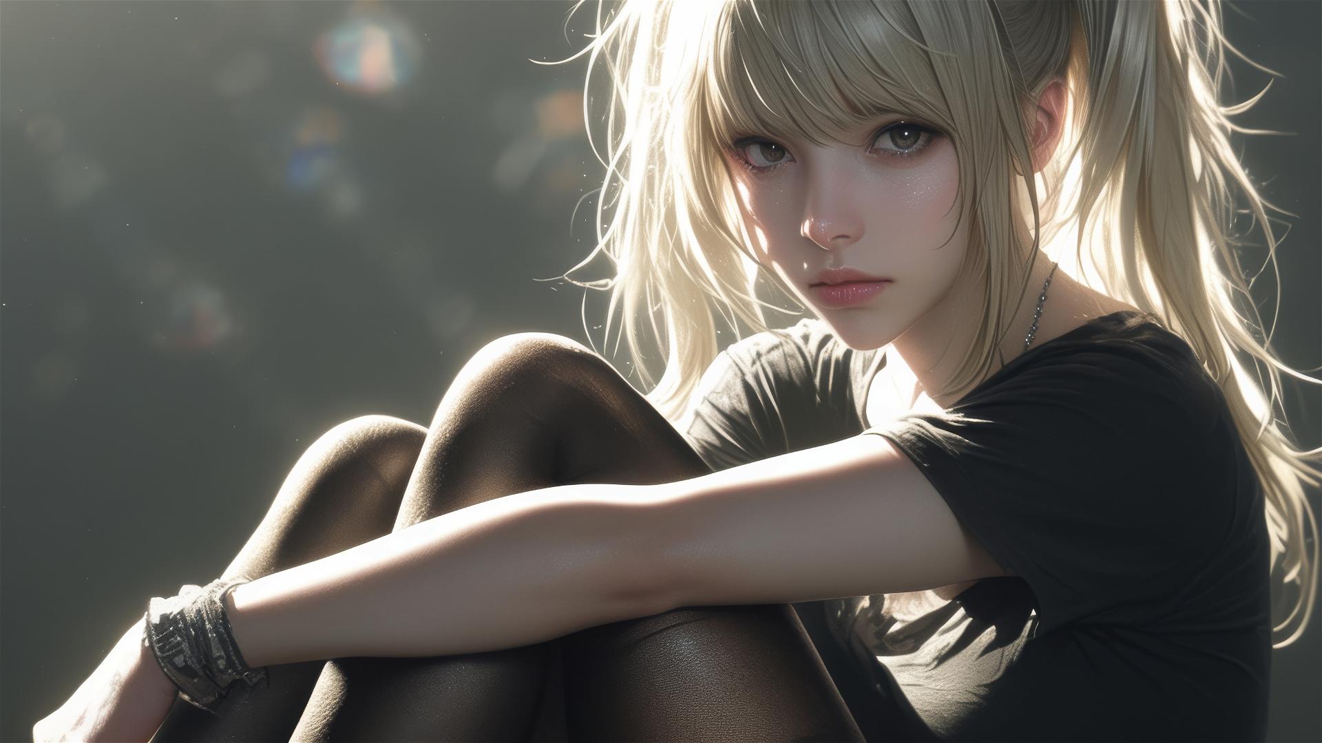 Misa Amane from Death Note in dynamic pose on dark background