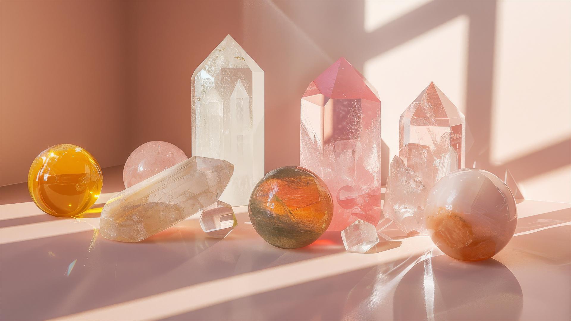 healing crystals mockup with creative product styling