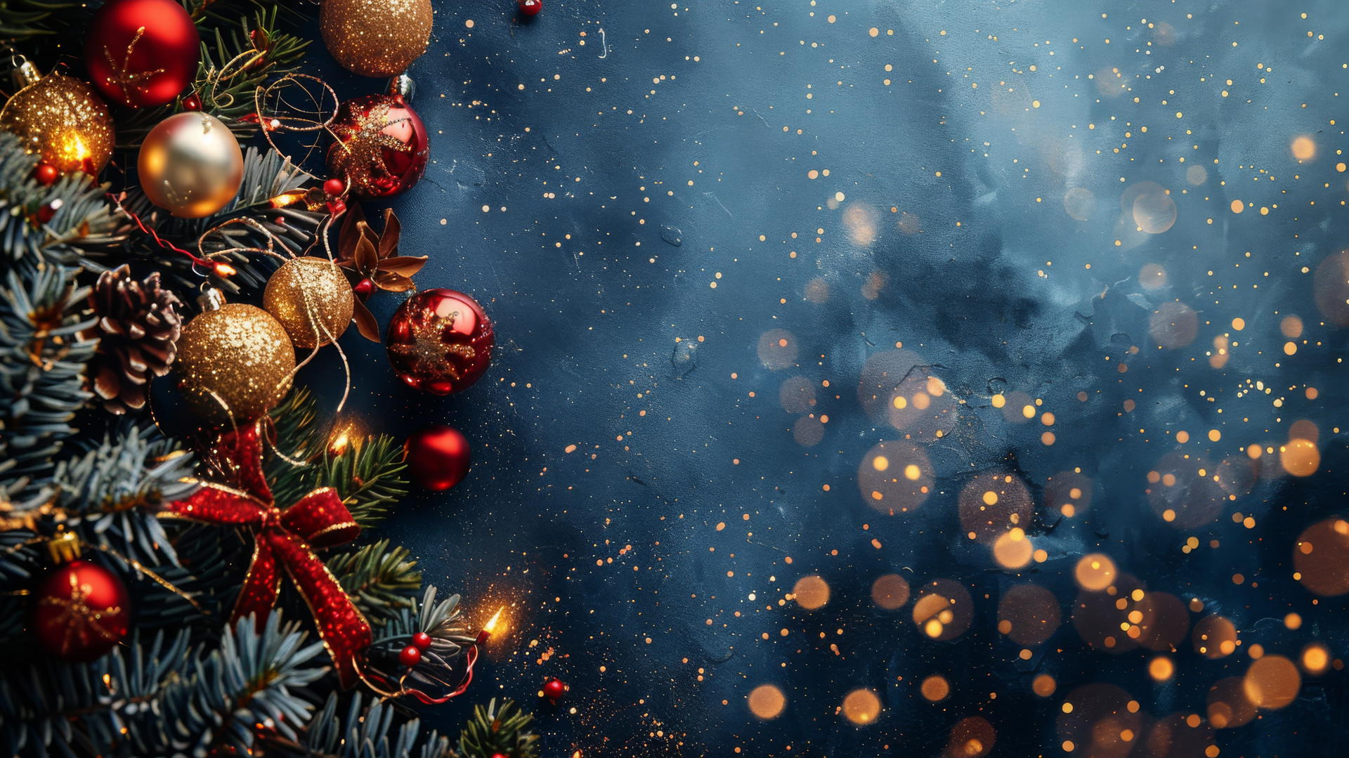 festive Christmas background with holiday decorations